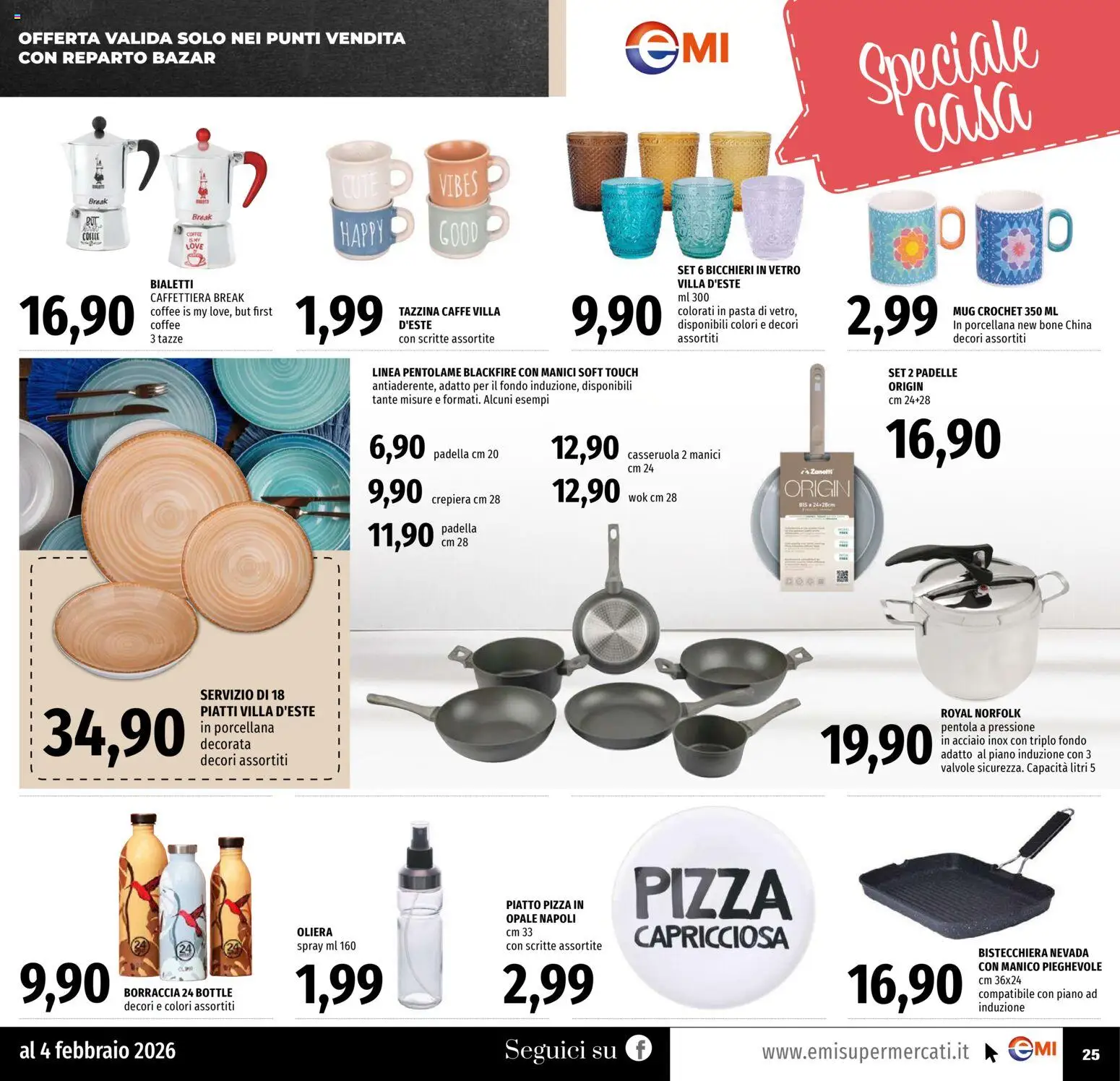 Volantino EMI del 22.01.2026 | Pagina: 25 | Prodotti: Bistecchiera, Pasta, Padella, Piatto