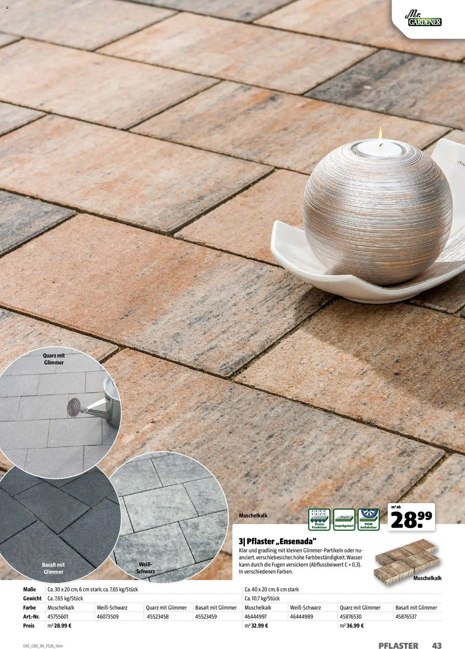 Hagebau Gartenbaustoffsortiment – gültig ab 02.03.2026 | Seite: 43 | Produkte: Gewicht, Wasser