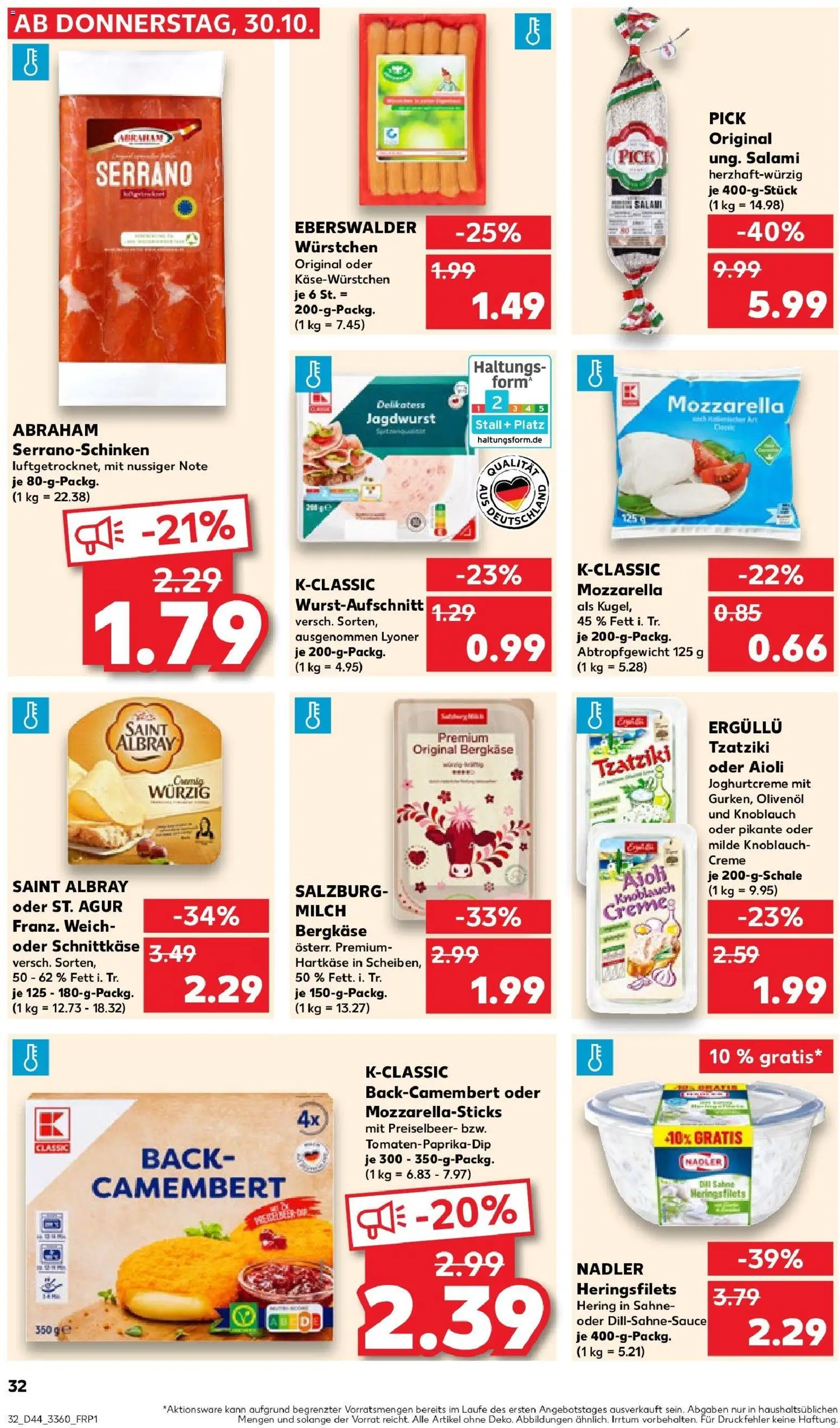 Kaufland prospekt Zeulenroda	 – gültig ab 30.10.2025 | Seite: 32 | Produkte: Milch, Olivenol, Knoblauch, Dill
