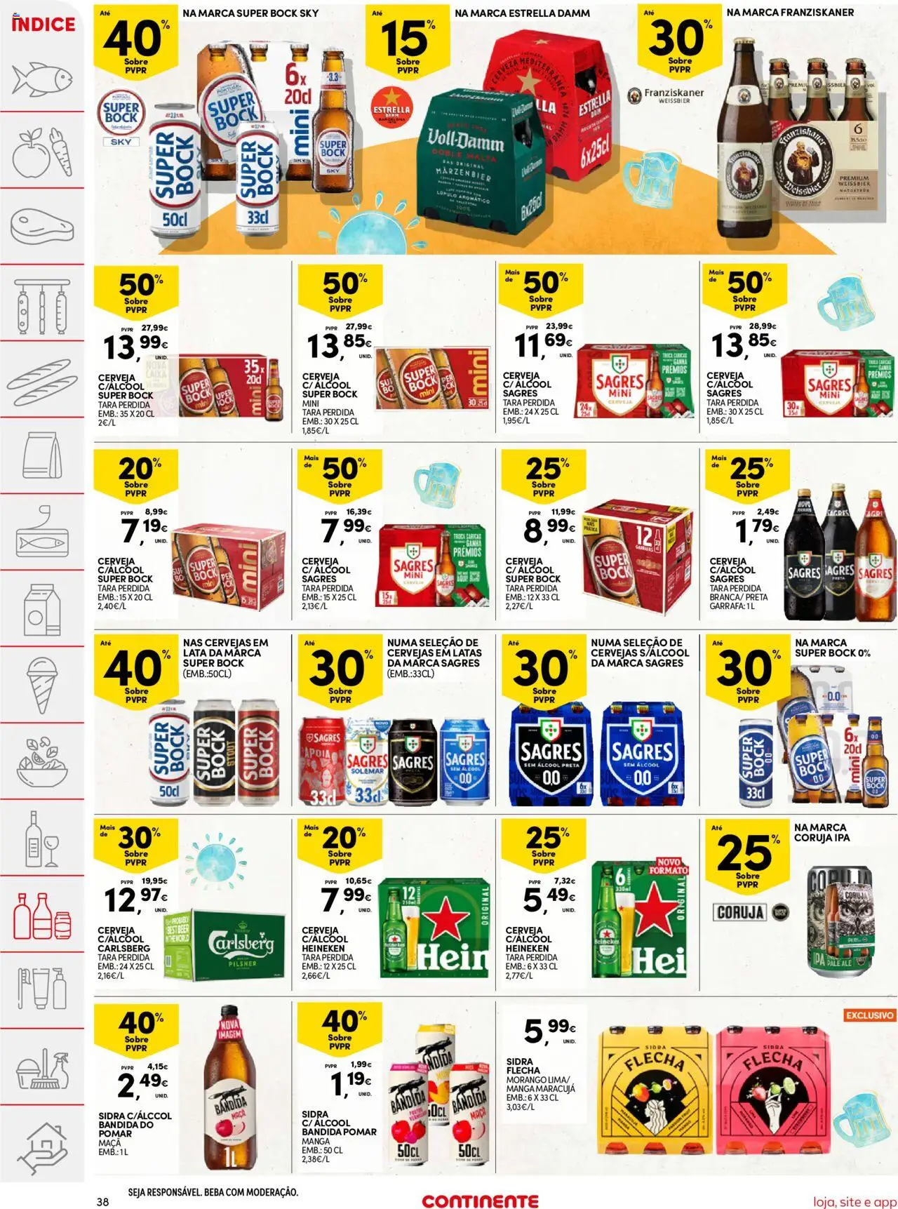 Continente folheto │ válido de 12.08.2025 | Página: 38 | Produtos: Super bock sky, Maça, Cerveja, Pá