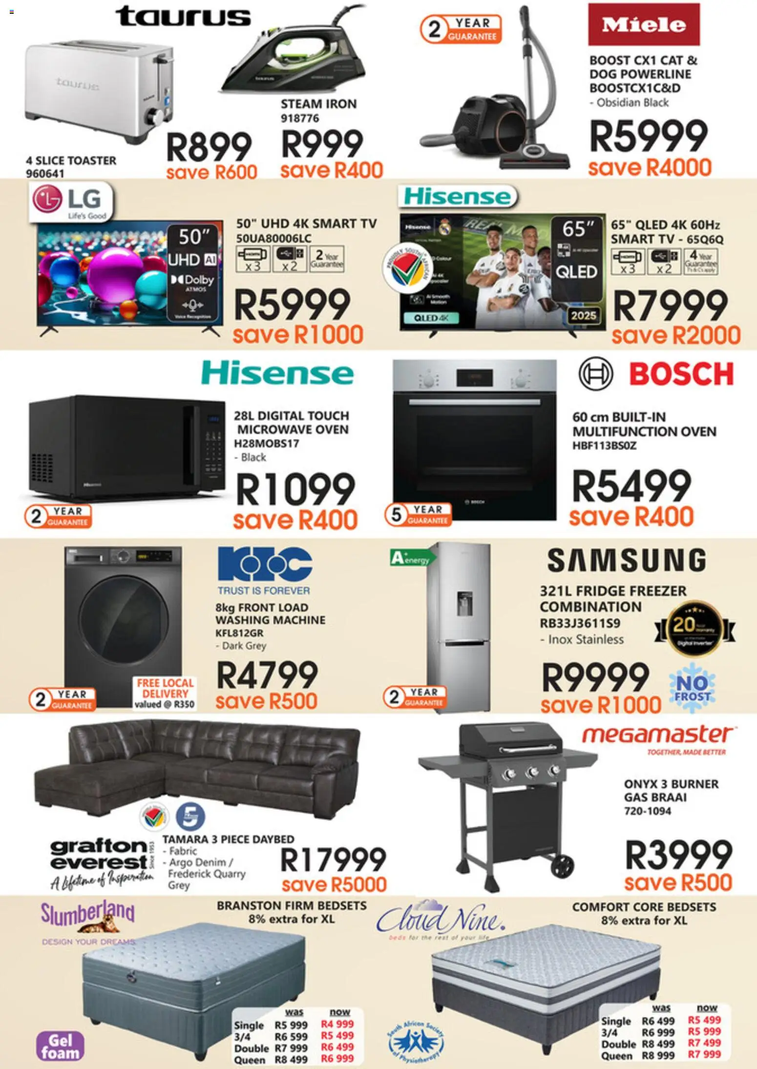 New Tafelberg Furnishers catalogue – valid from 04.03.2026 | Page: 4 | Products: Washing machine, Microwave oven, Iron, TV