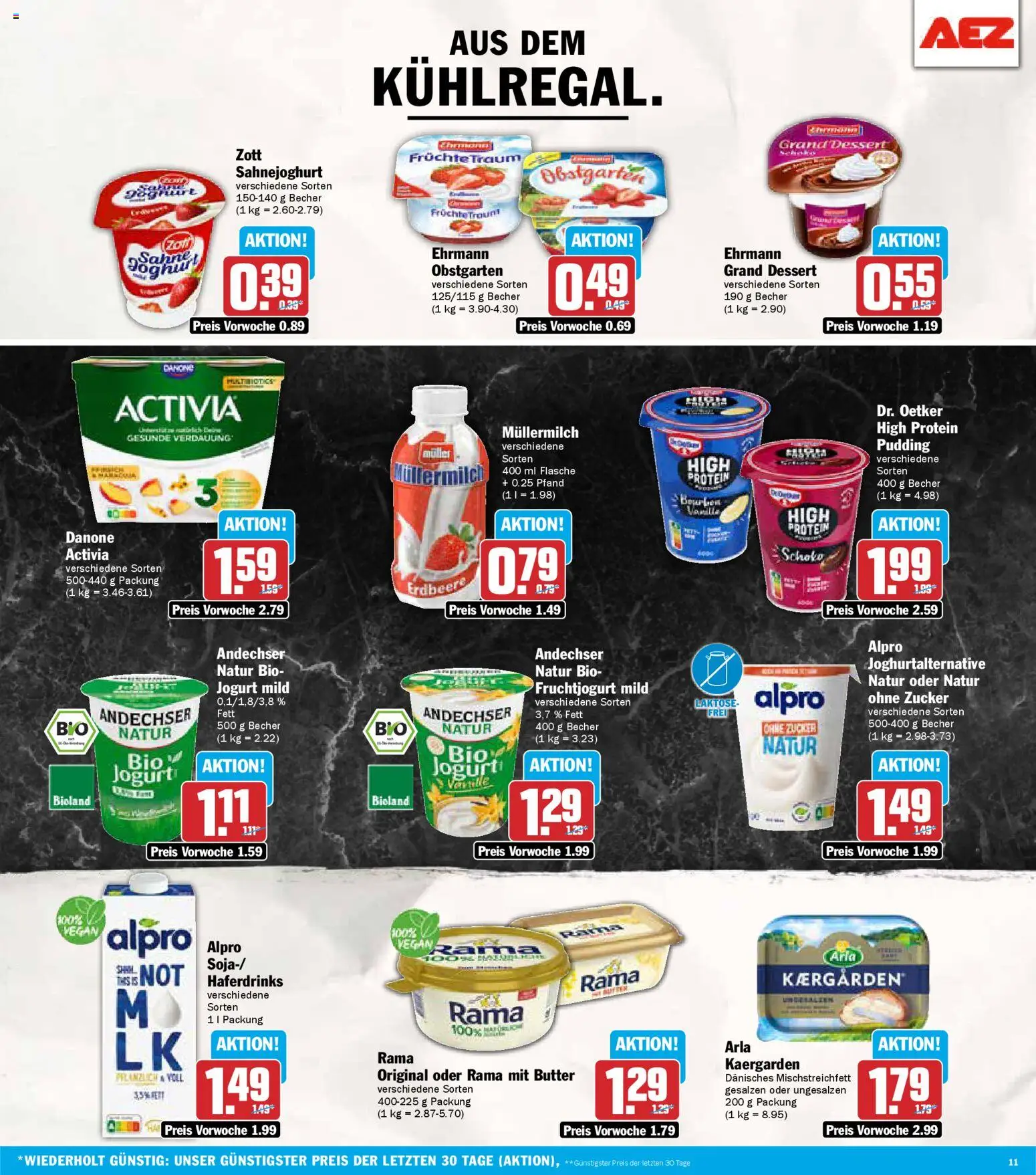 AEZ Prospekt 	 – gültig ab 29.12.2025 | Seite: 11 | Produkte: Rama, Butter, Pudding, Müllermilch