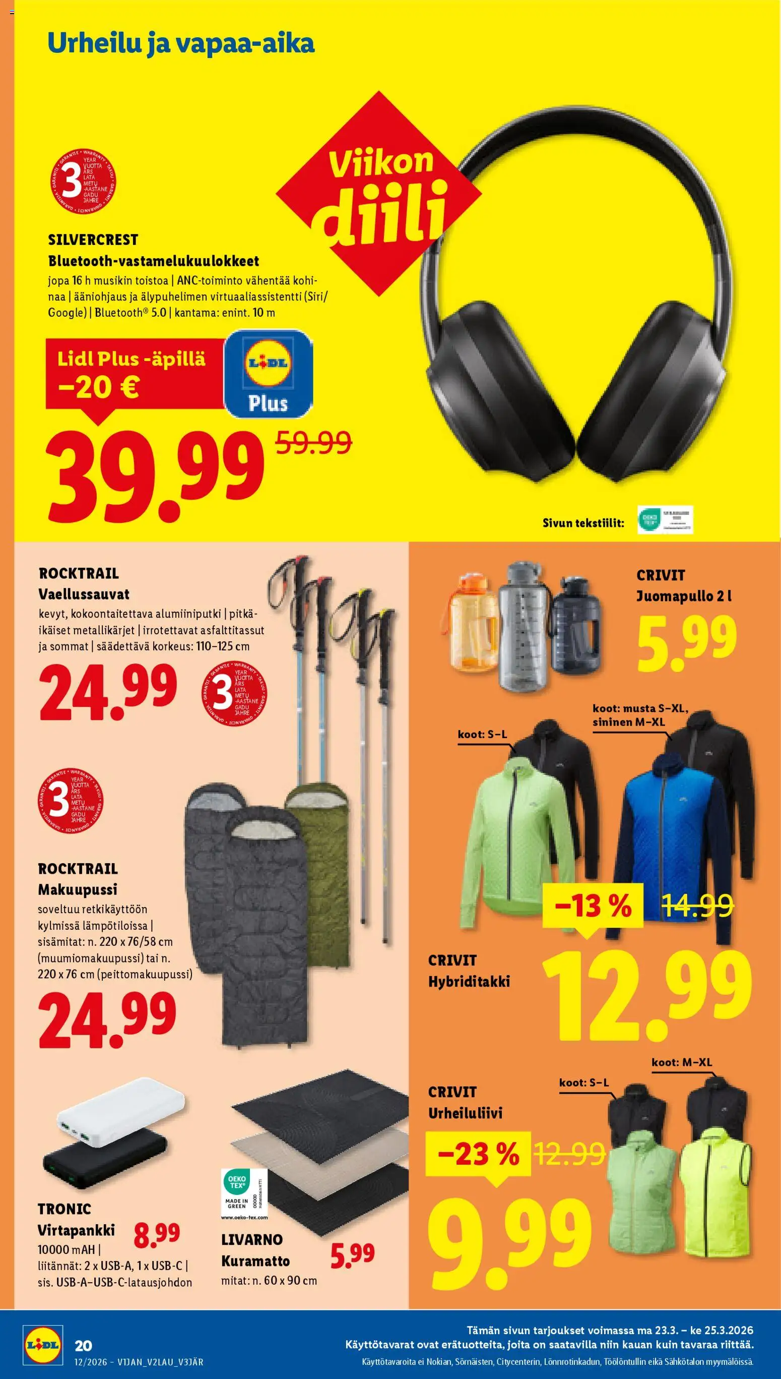 Lidl tarjoukset – voimassa 19.03.2026 alkaen | Sivu: 26 | Tuotteet: Makuupussi