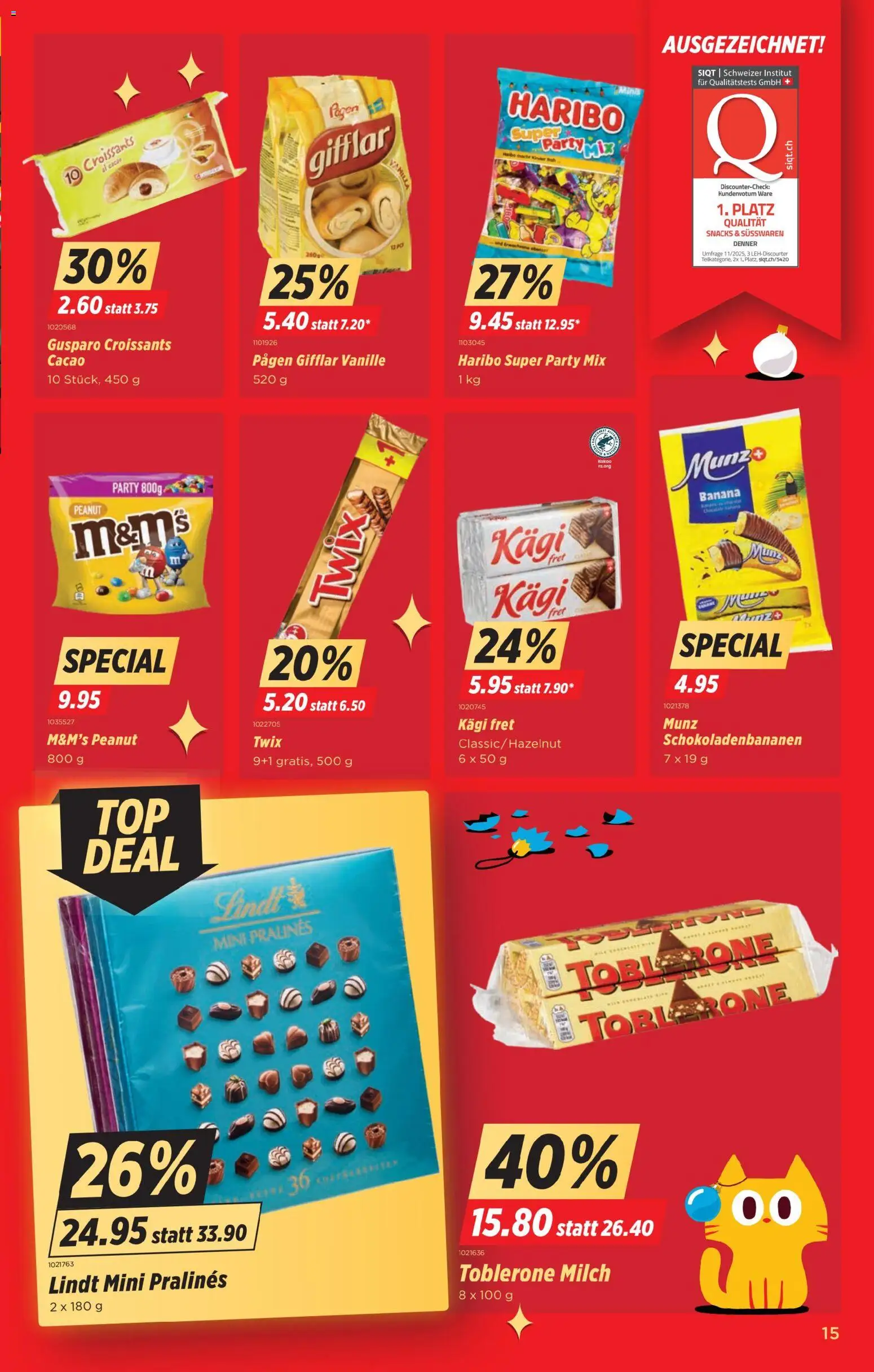 Denner Aktionen – gültig ab 25.11.2025 | Seite: 15 | Produkte: Twix, Milch