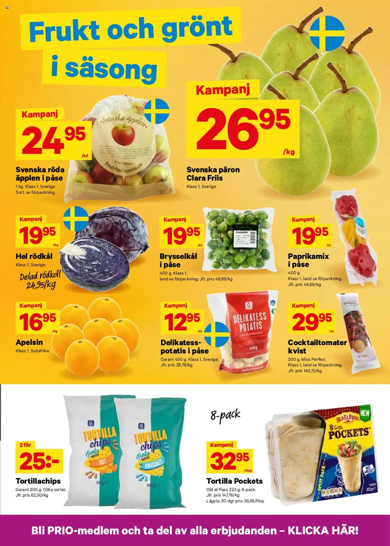 City Gross reklamblad aktuell från 22.09.2025 | Sida: 3 | Produkter: Cocktailtomater, Tortillachips, Apelsin, Rödkål