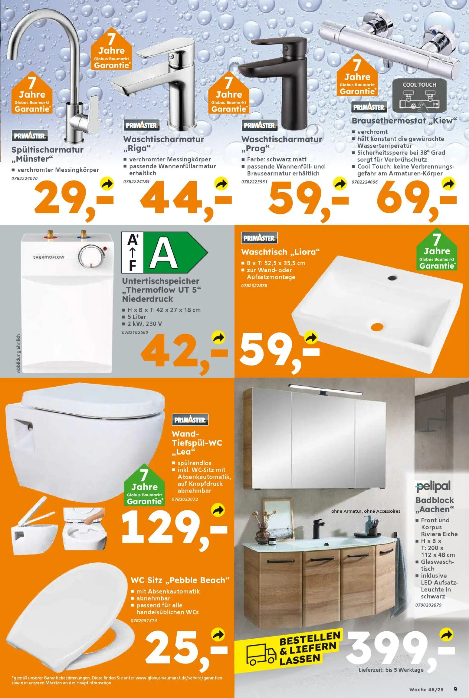 Globus Baumarkt Prospekt 	 – gültig ab 24.11.2025 | Seite: 9 | Produkte: Tisch, WC Sitz, Waschtisch