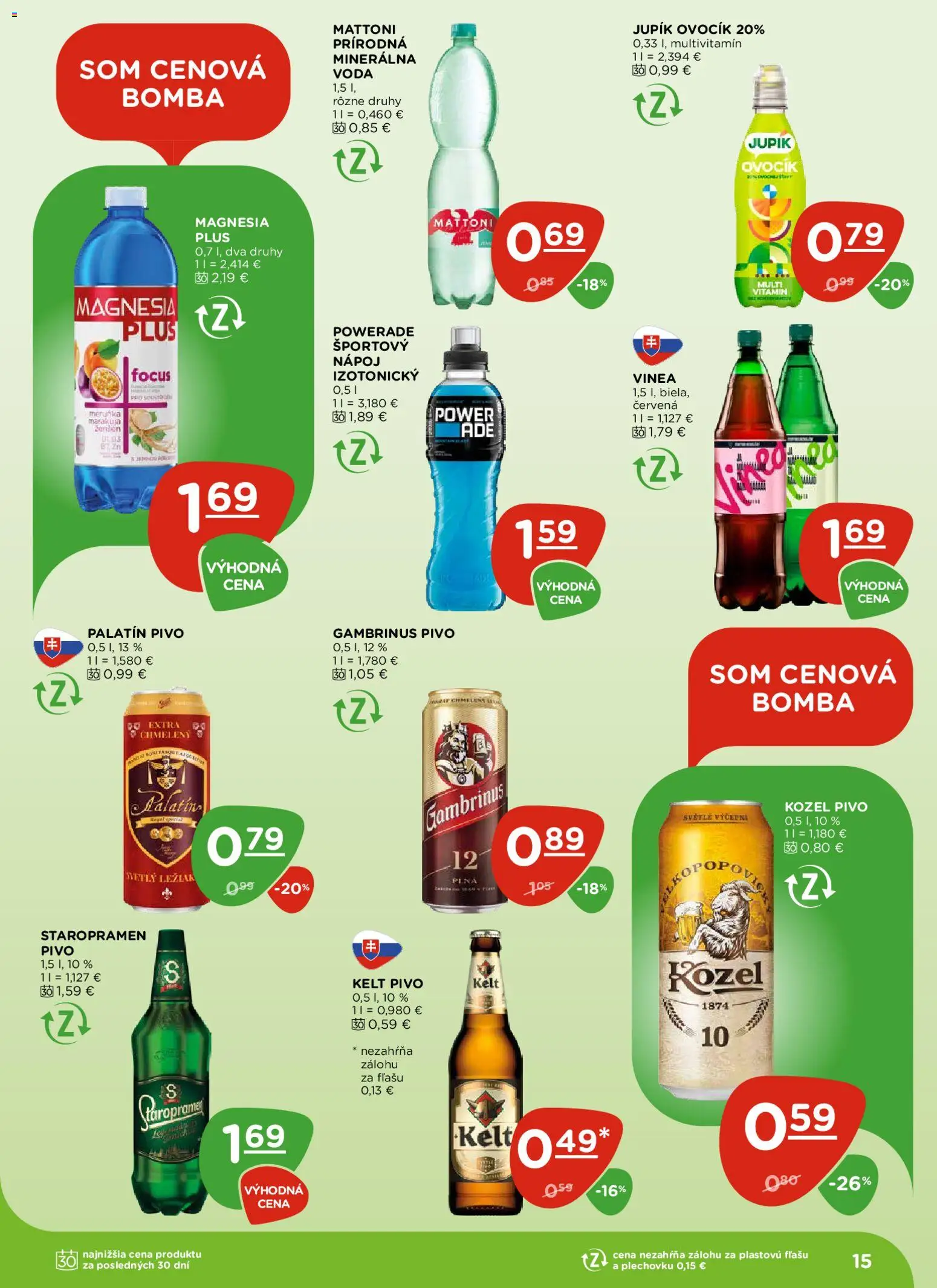 Nové Terno akcie – leták je platný od 23.10.2025 | Strana: 15 | Produkty: Kelt, Magnesia, Staropramen, Vinea