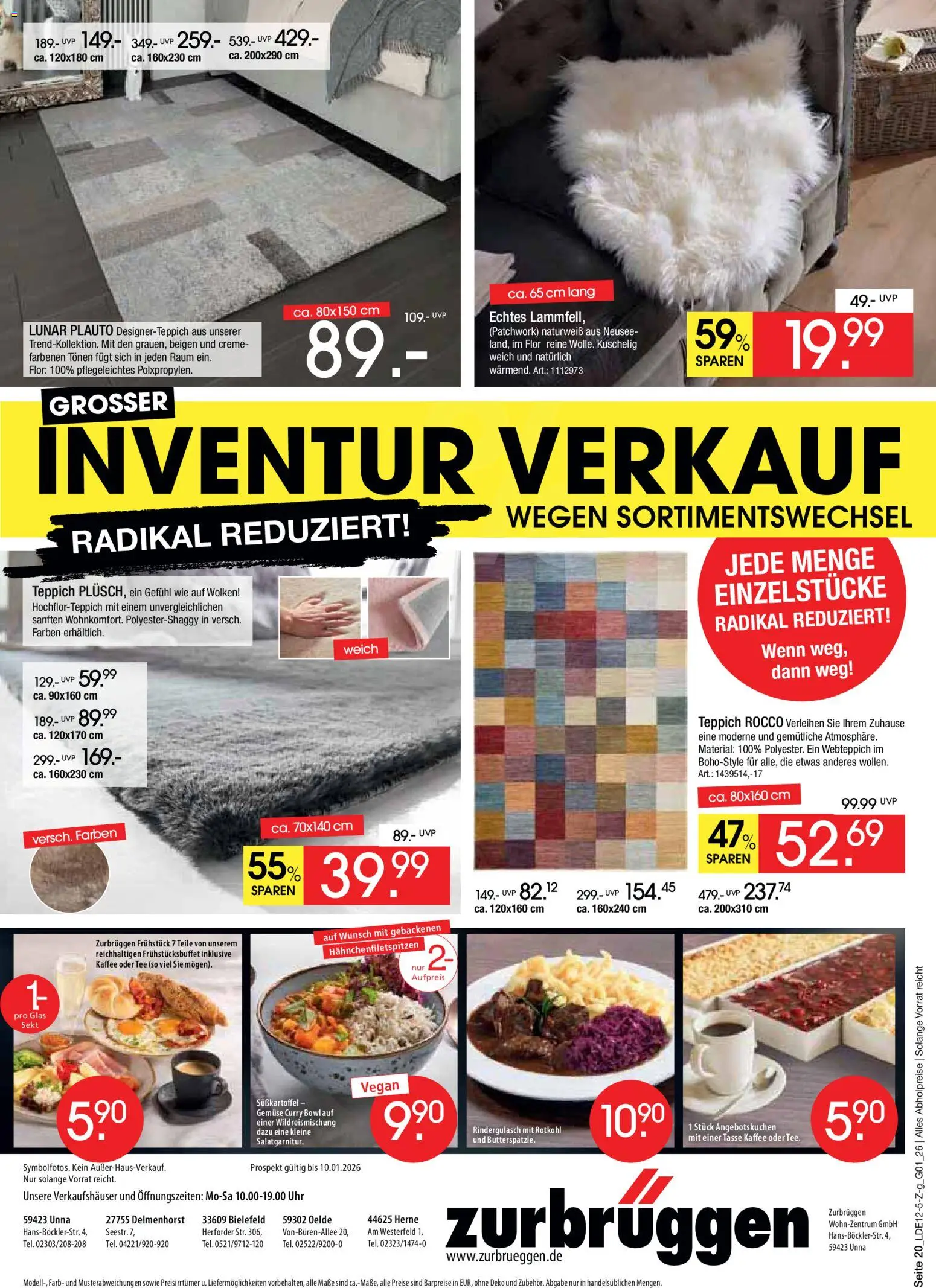 Zurbrüggen - Inventur-Verkauf – gültig ab 26.12.2025 | Seite: 38 | Produkte: Rindergulasch, Kaffee, Teppich, Uhr