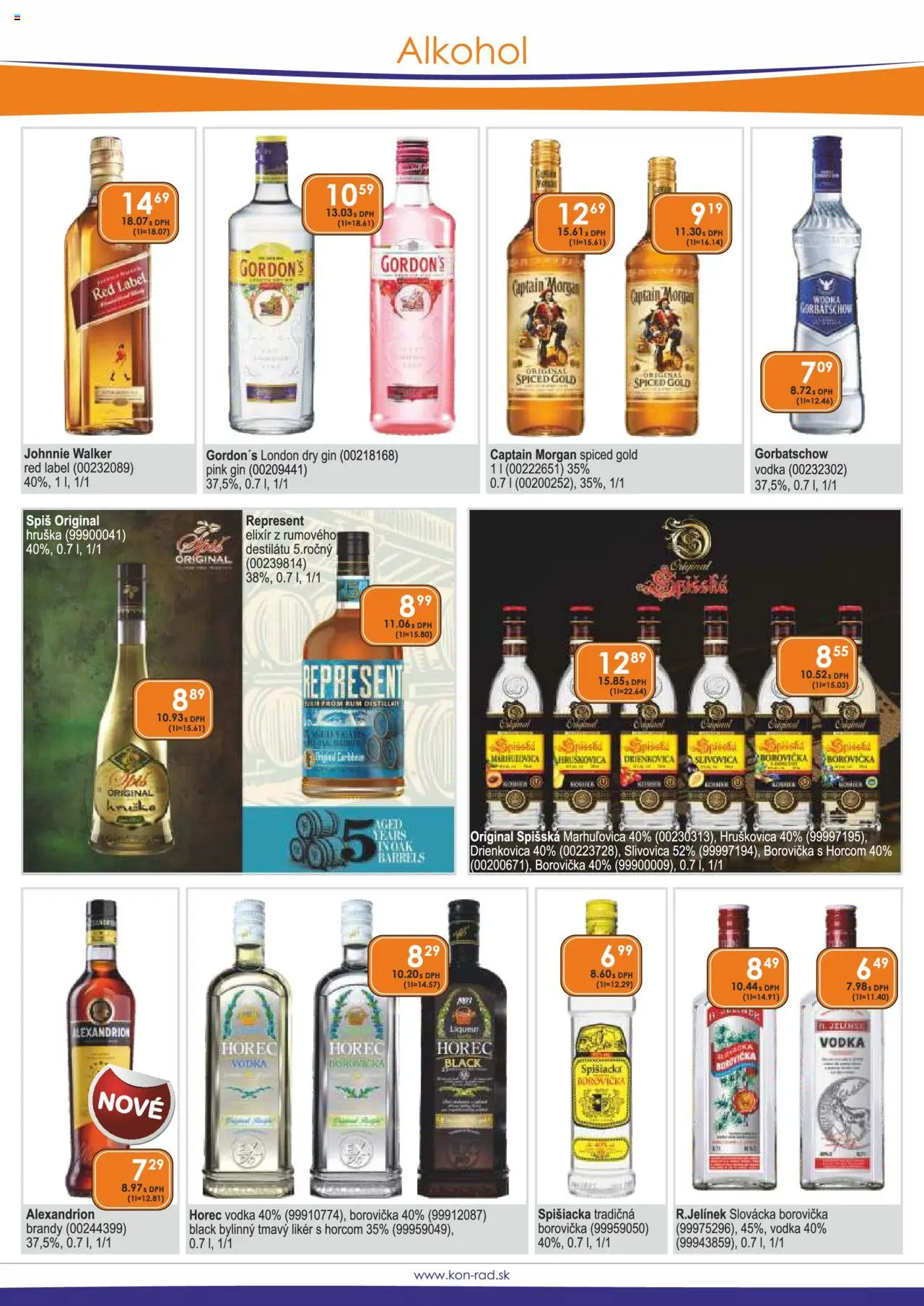 KON - RAD leták │ platný od 01.09.2025 | Strana: 12 | Produkty: Captain Morgan, Slivovica, Vodka, Rum