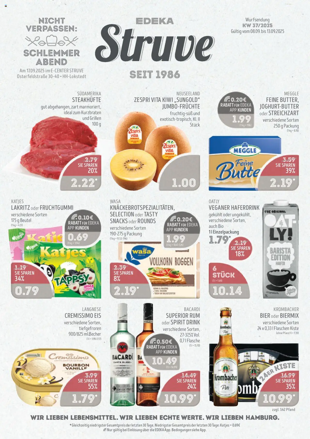 Edeka Struve Prospekt 	 – gültig ab 08.09.2025 | Seite: 1 | Produkte: Bacardi, Rum, Katjes, Krombacher