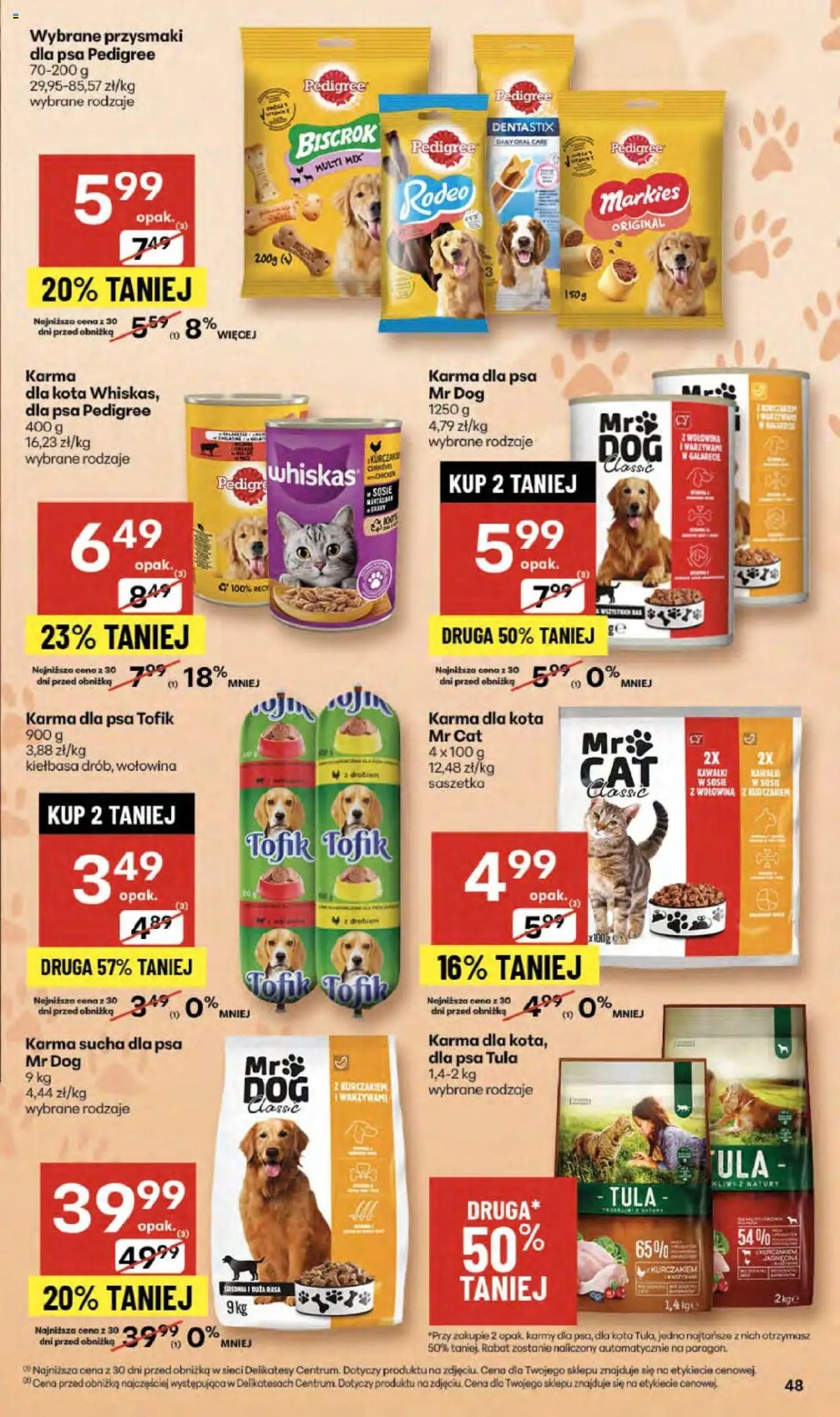 Delikatesy Centrum Gazetka od 09.10.2025 | Strona: 48 | Produkty: Kiełbasa, Jagnięcina, Karma dla kota, Karma dla psa