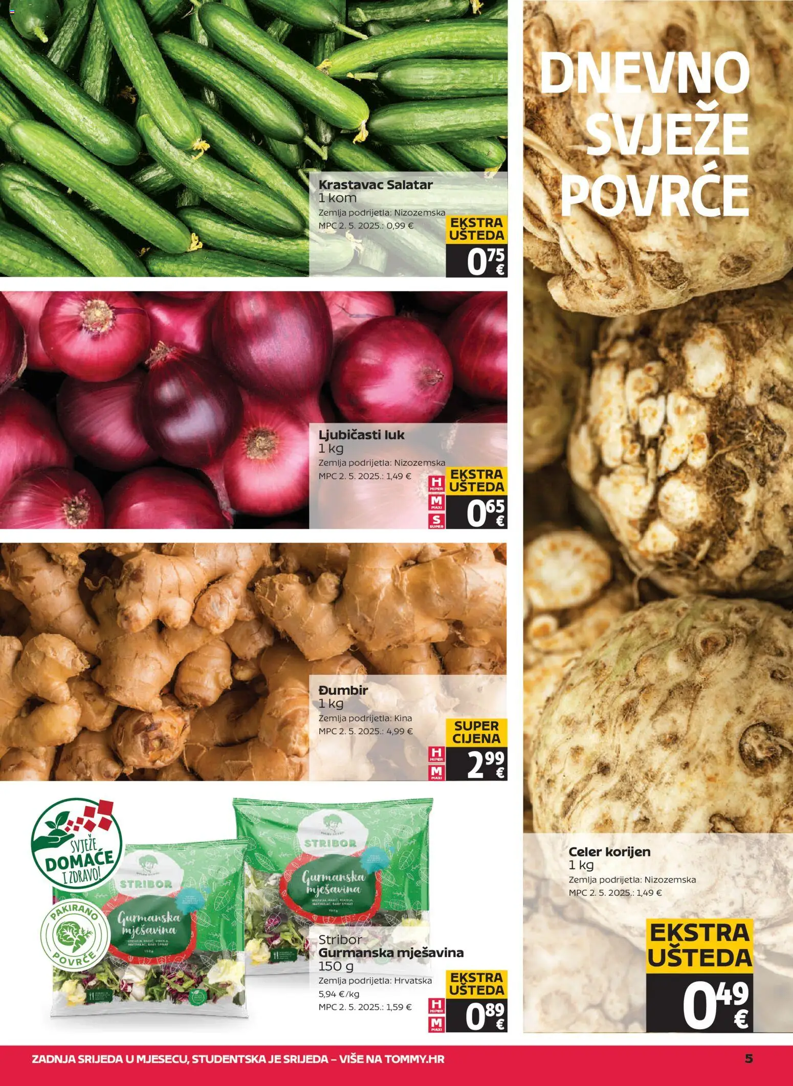 Tommy katalog | vrijedi od 19.03.2026 | Stranica: 5 | Proizvodi: Celer, Krastavac, Povrće, Đumbir