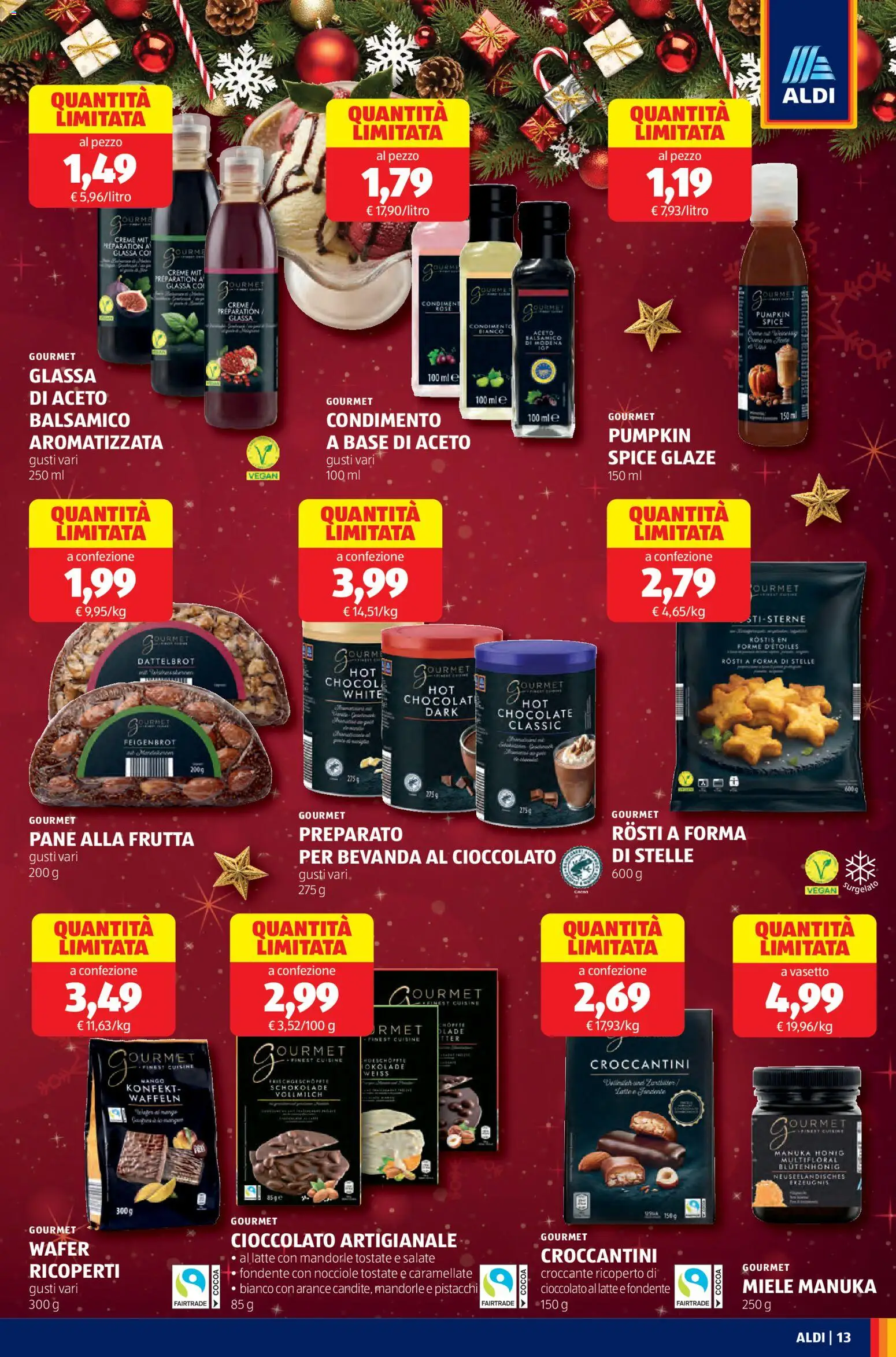 Volantino Aldi del 17.11.2025 | Pagina: 13 | Prodotti: Cioccolato, Arance, Mango, Miele
