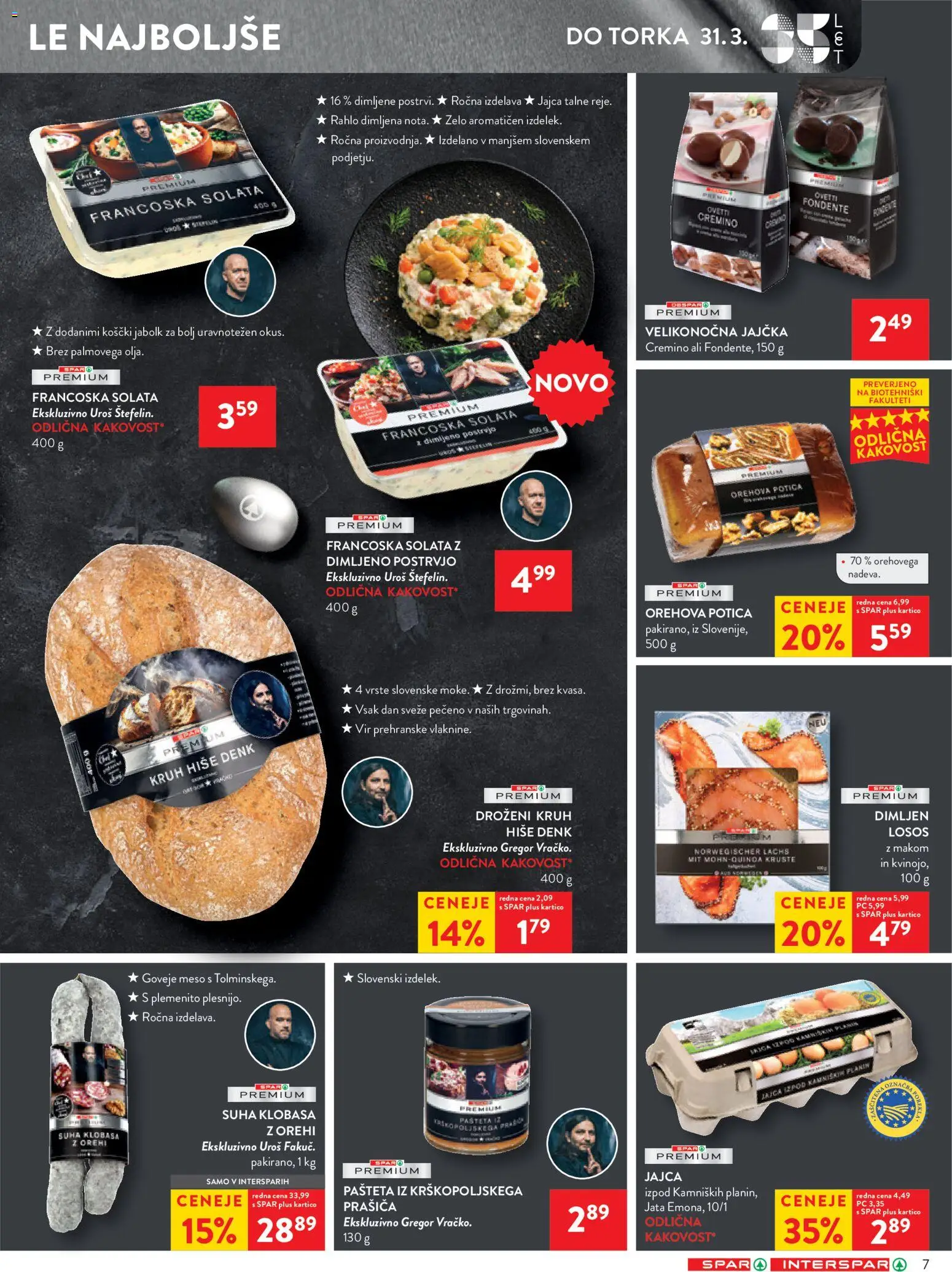 Novi Spar katalog ponudbe – veljaven od 25.03.2026 | Stran: 9 | Izdelki: Pašteta, Losos, Jajca, Kruh