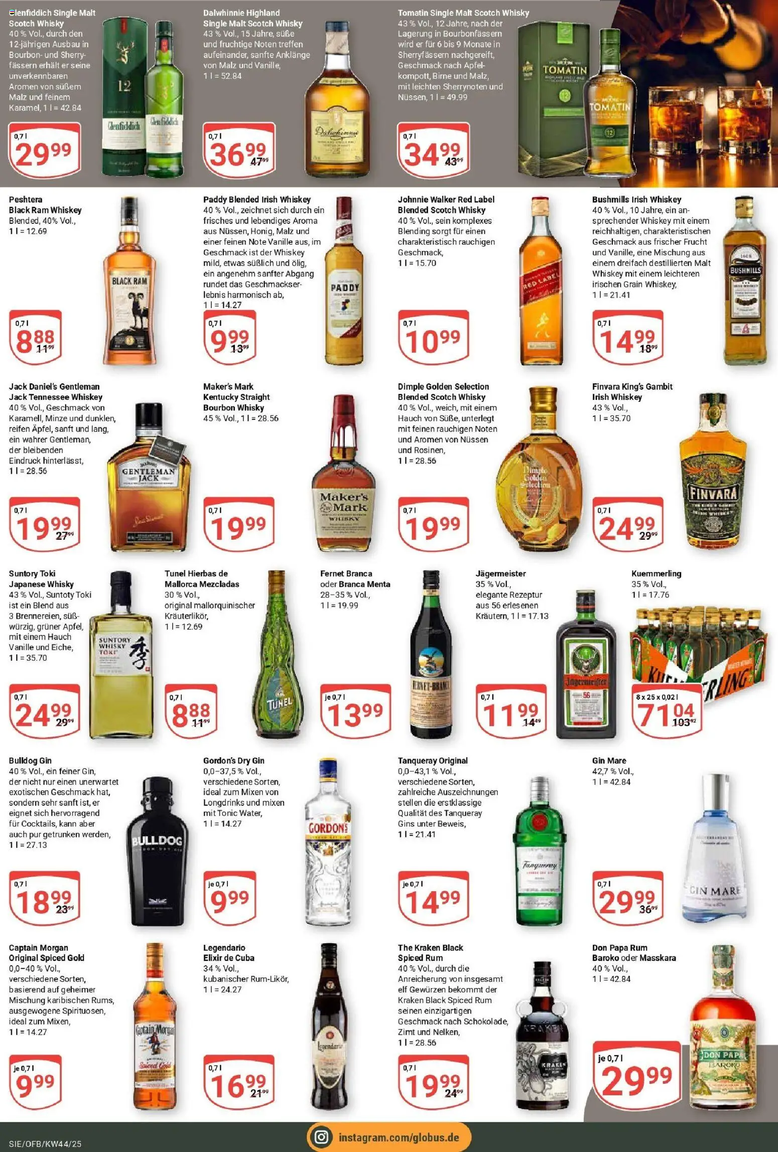 Globus prospekt Siegen	 – gültig ab 26.10.2025 | Seite: 23 | Produkte: Äpfel, Jägermeister, Captain morgan, Fernet branca