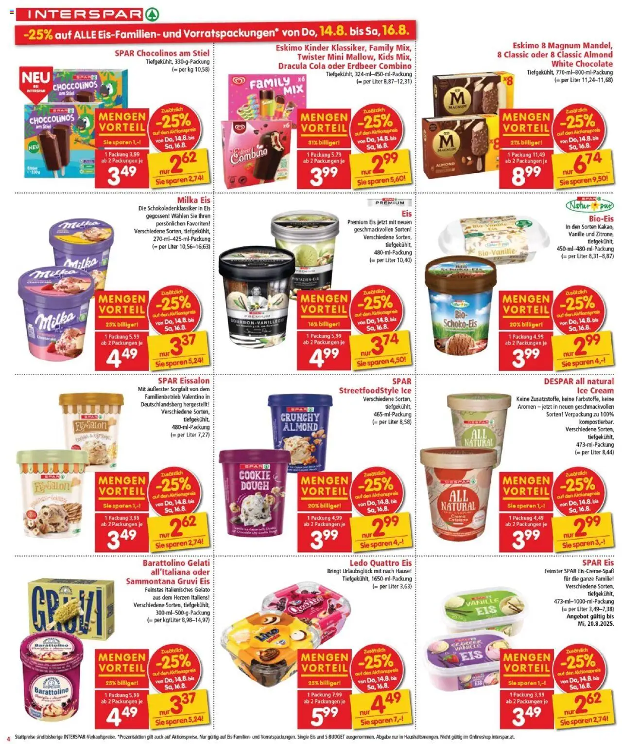 Interspar Flugblatt - Burgenland gültig ab 14.08.2025 | Seite: 4 | Produkte: Eis, Bourbon