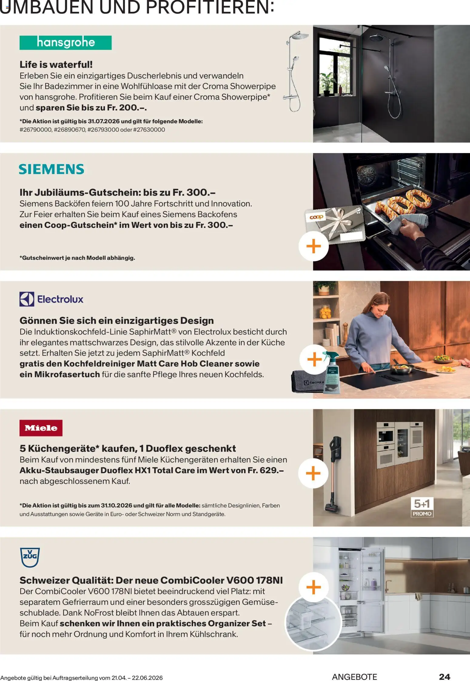 Fust aktionen Küchen- und Badezimmer – gültig ab 22.04.2026 | Seite: 24 | Produkte: Gemüse, Backofen, Kochfeld, Siemens