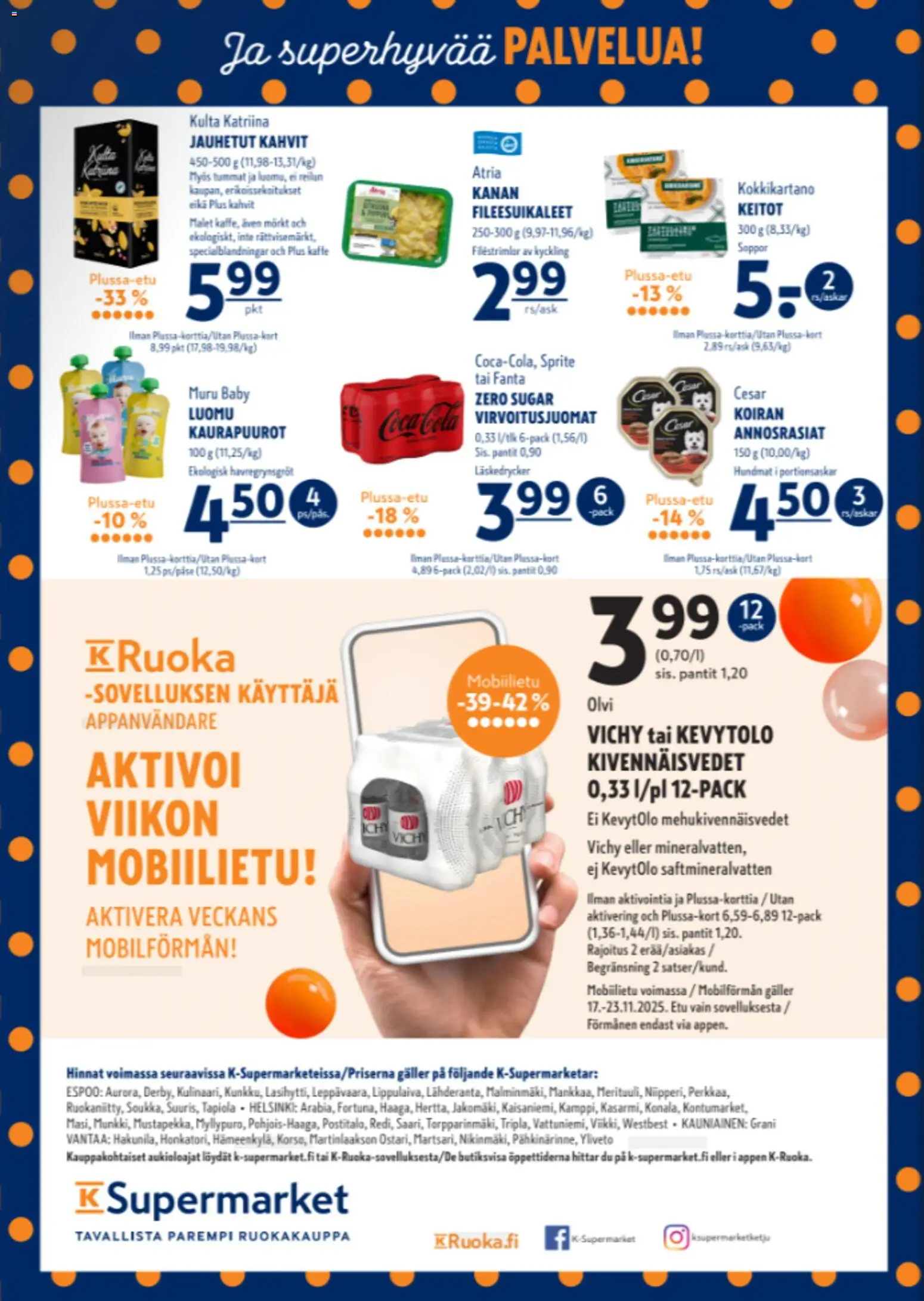 K-Supermarket tarjoukset – voimassa 20.11.2025 alkaen | Sivu: 4 | Tuotteet: Virvoitusjuomat, Sprite, Coca cola, Fanta