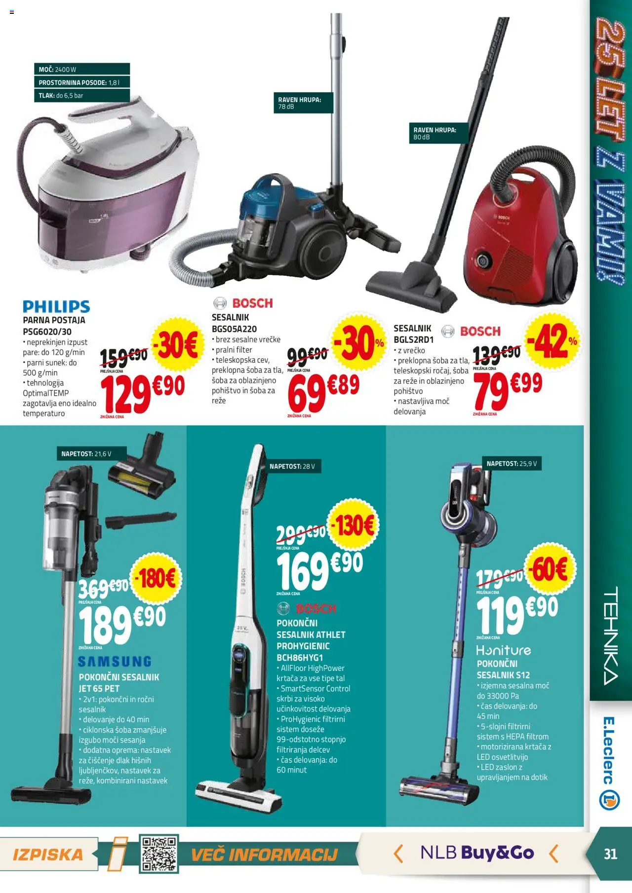 E.leclerc katalog │ velja od 20.08.2025 | Stran: 31 | Izdelki: Pohištvo, Krtaca, Sesalnik
