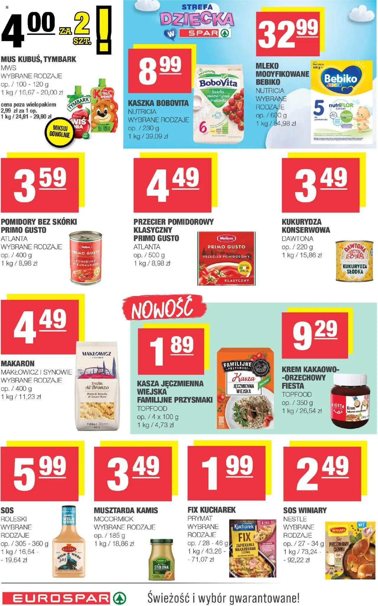 Spar Gazetka - Eurospar od 10.09.2025 | Strona: 10 | Produkty: Kasza, Pomidory, Krem, Sos