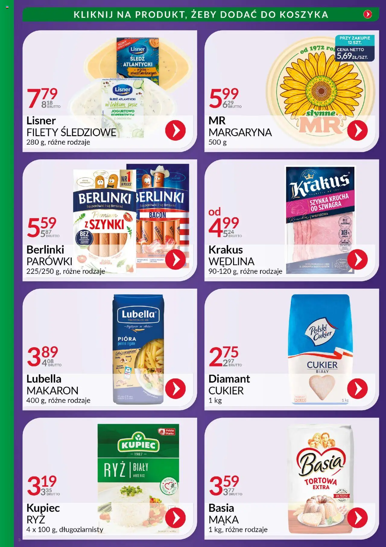 Eurocash Gazetka - Ofensywa Cenowa Spożywcza od 05.10.2025 | Strona: 3 | Produkty: Penne, Parówki, Szynka, Makaron