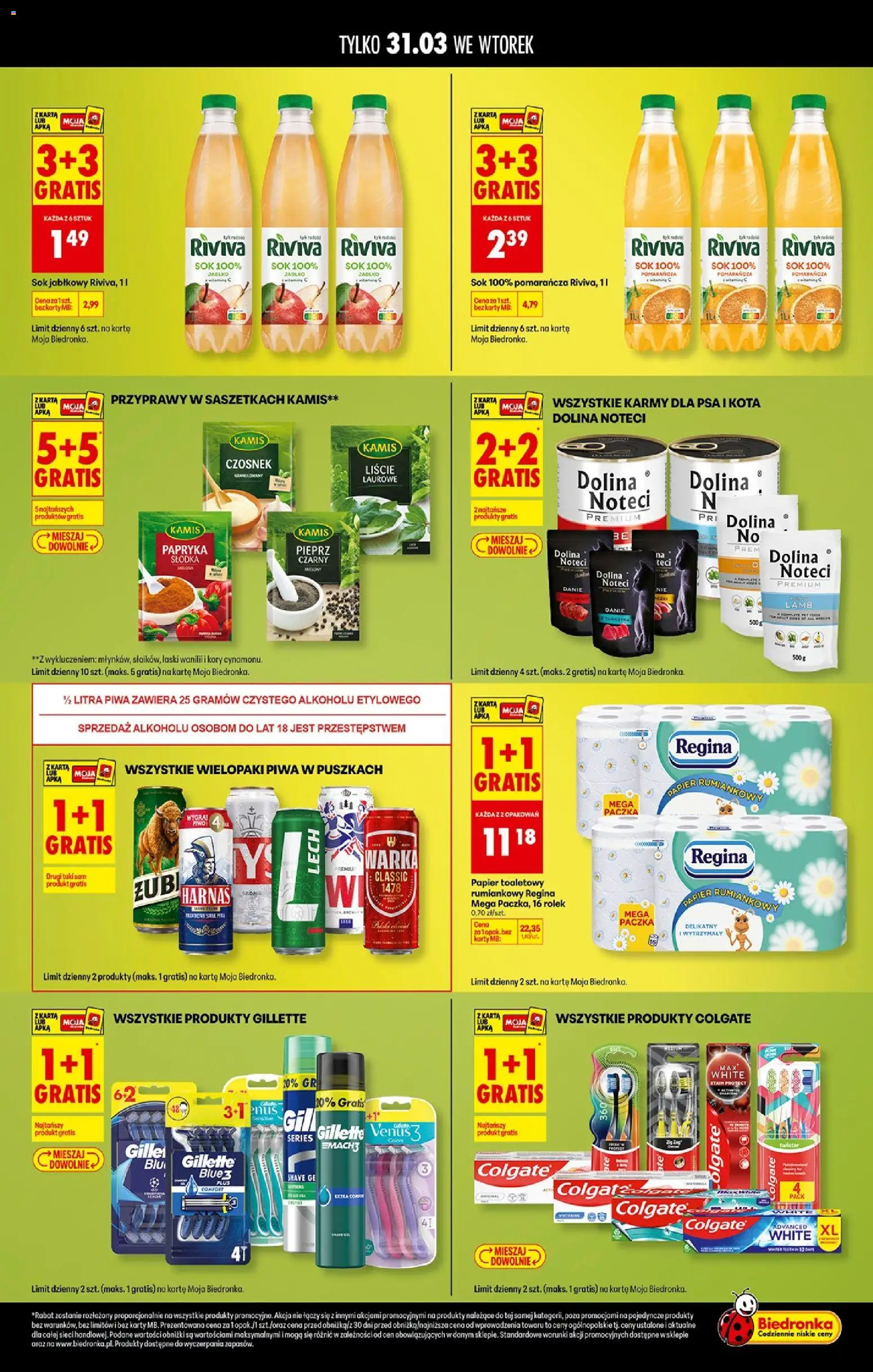 Biedronka gazetka - Specjalny wtorek od 31.03.2026 | Strona: 2 | Produkty: Karta, Gillette, Sok jabłkowy, Karma dla psa