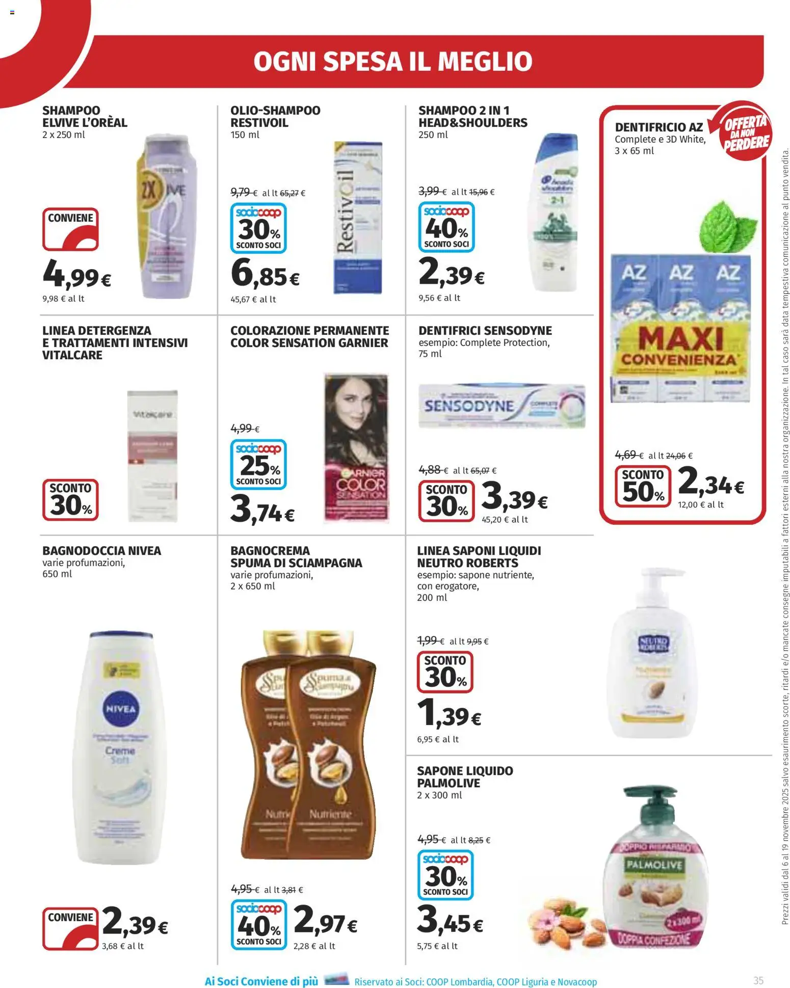 Volantino Ipercoop del 06.11.2025 | Pagina: 35 | Prodotti: Shampoo, Sapone, Dentifricio, Data