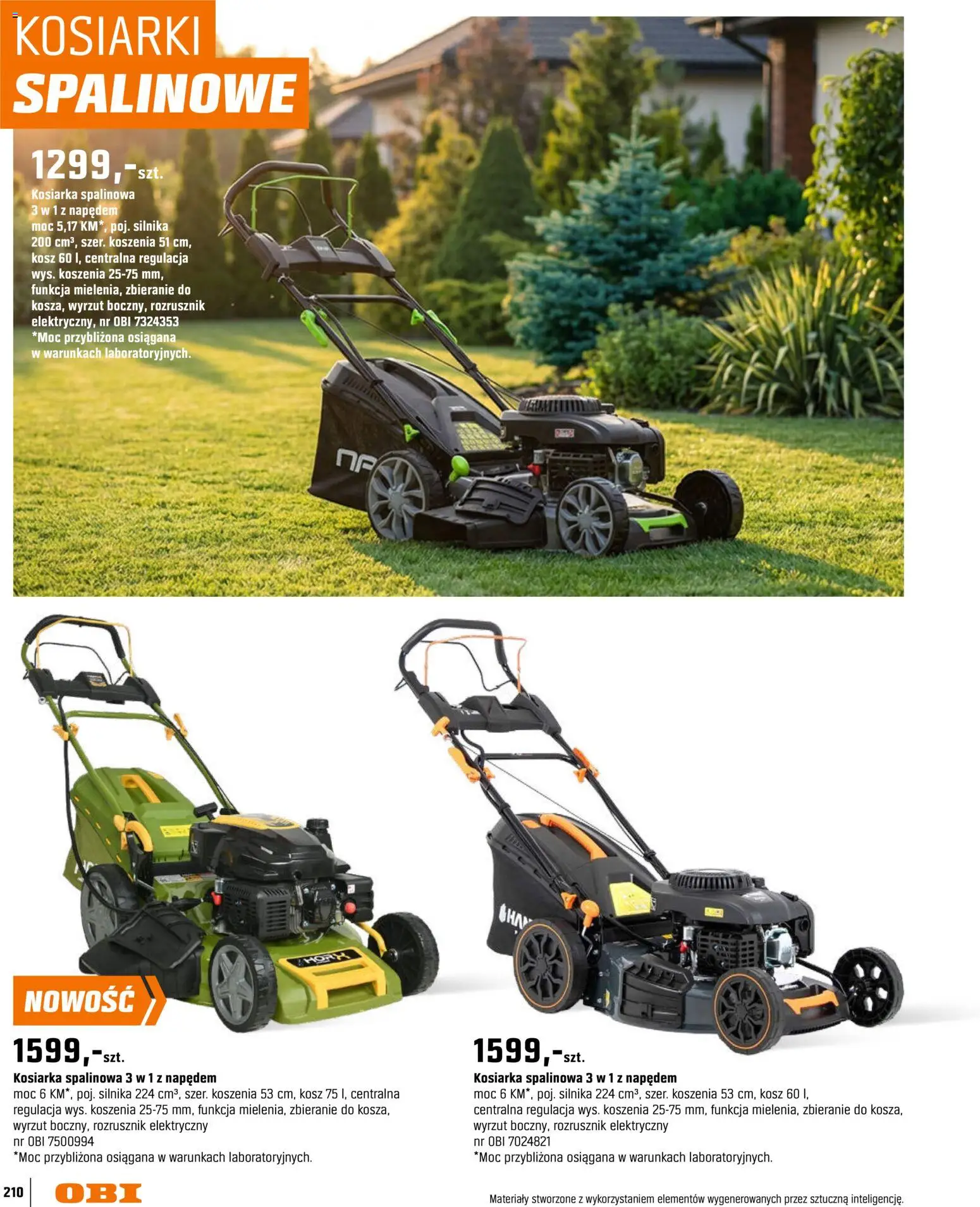 OBI gazetka - Ogród od 11.03.2026 | Strona: 210 | Produkty: Kosiarka, Kosz