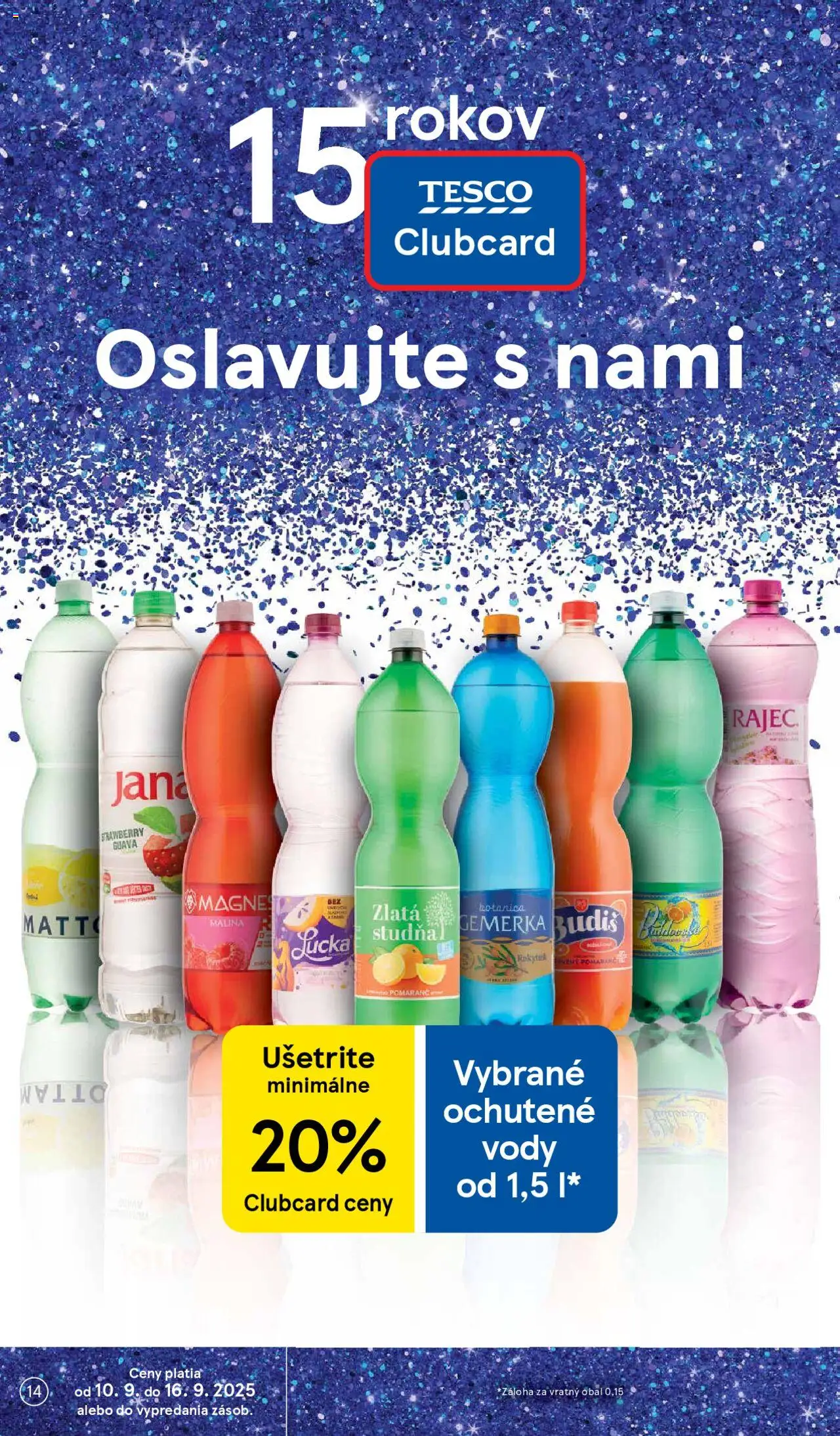 Nové Tesco akcie – leták je platný od 10.09.2025 | Strana: 14 | Produkty: Pomaranče, Rajec, Lucka, Gemerka