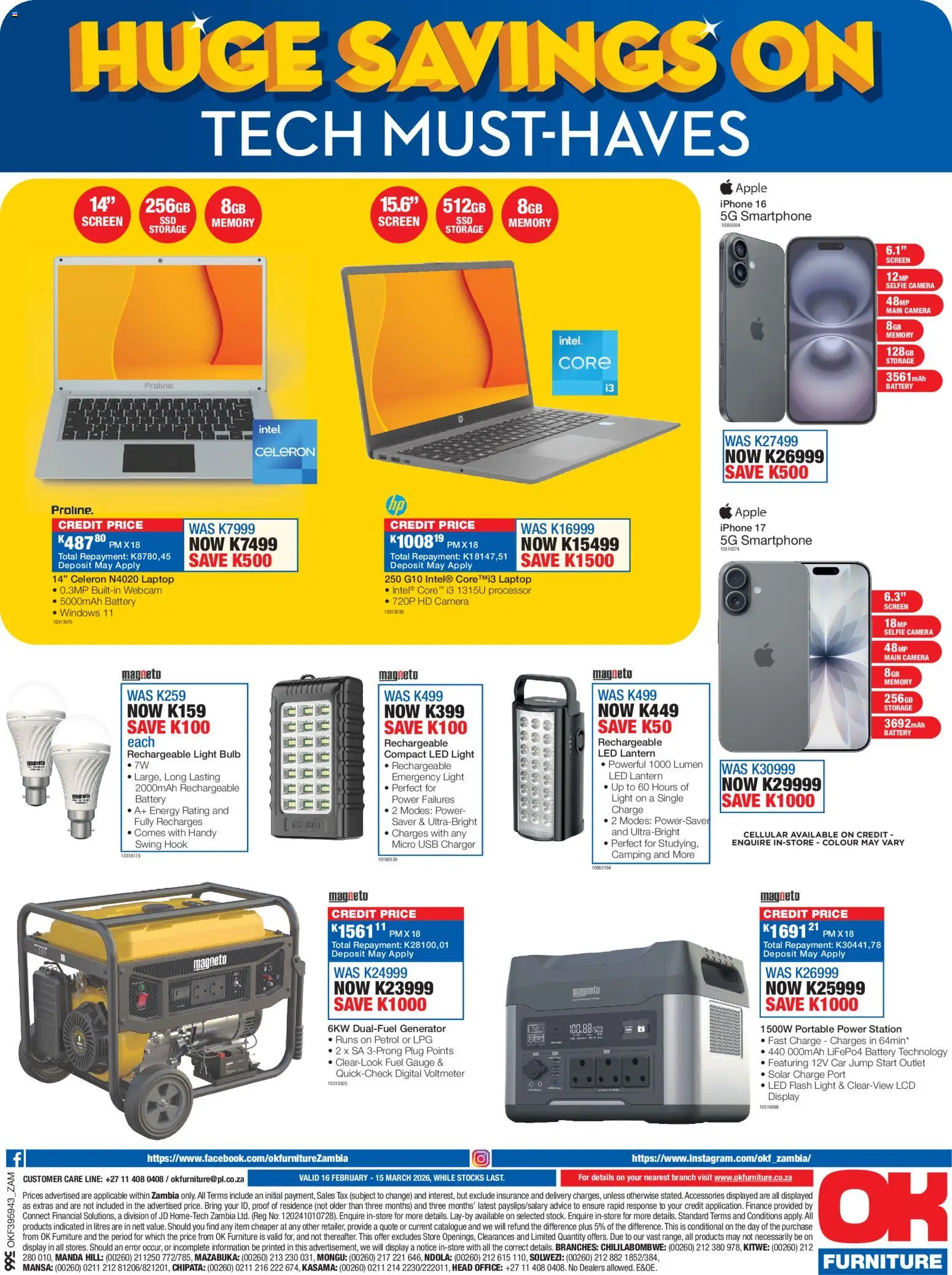 New OK Furniture catalogue – valid from 16.02.2026 | Page: 12 | Products: Smartphone, Camera, Generator, Battery