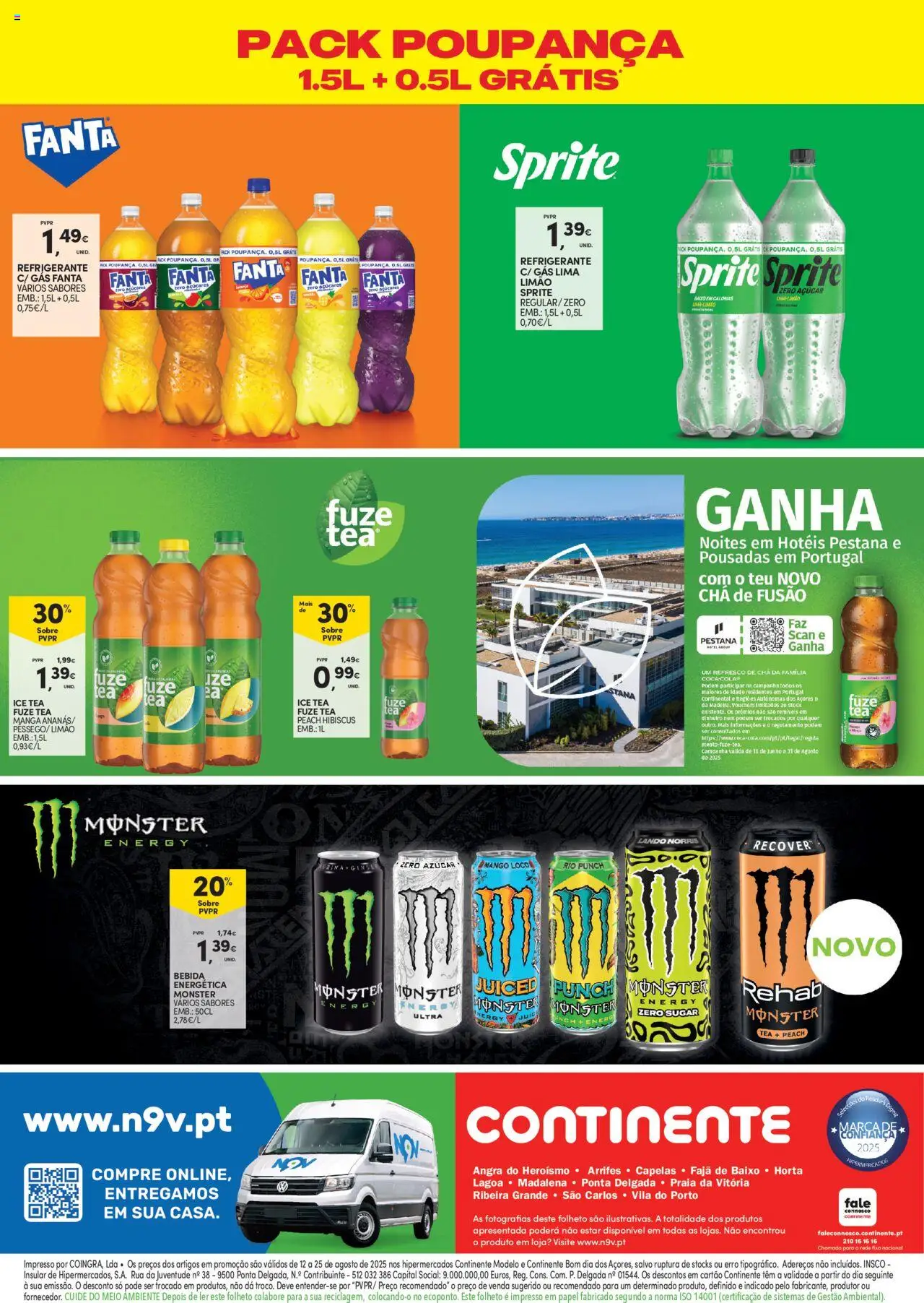 Continente - Açores: Coca-Cola e Matutano │ válido de 12.08.2025 | Página: 4 | Produtos: Refrigerante, Chá, Açúcar, Bebida