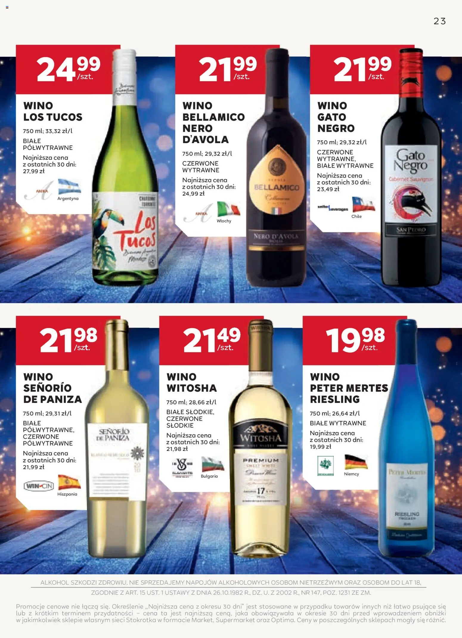 Stokrotka Gazetka - Oferta alkoholowa od 04.12.2025 | Strona: 23 | Produkty: Riesling, Stokrotka, Wino, Alkohol