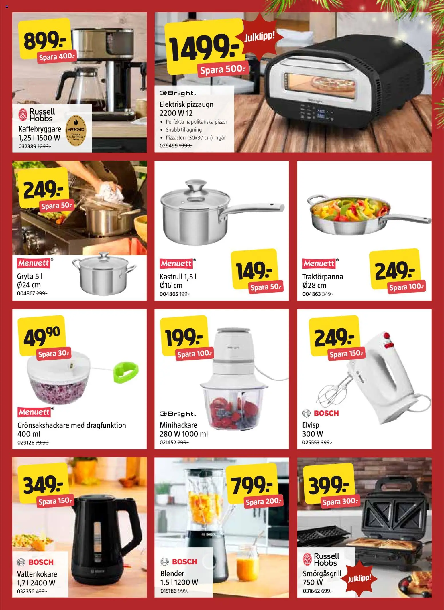 Jula reklamblad aktuell från 15.12.2025 | Sida: 5 | Produkter: Kaffebryggare, Vattenkokare, Smörgåsgrill, Elvisp
