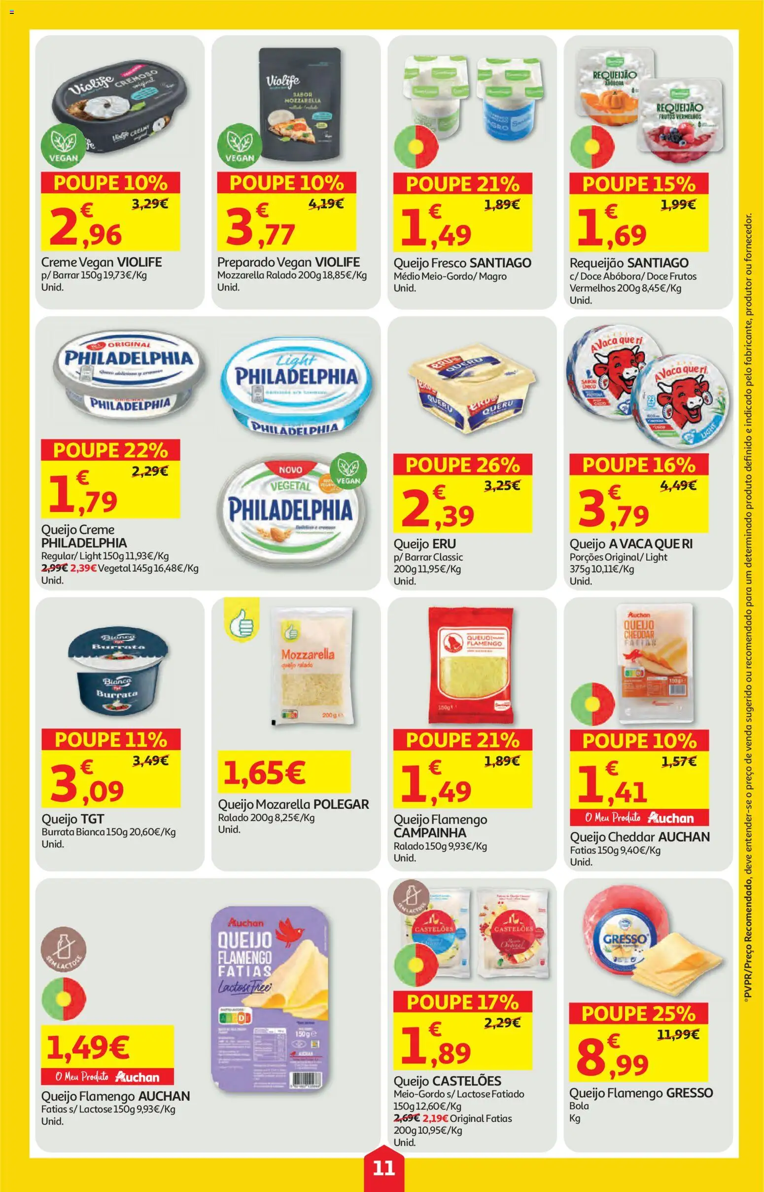 Auchan folheto │ válido de 16.04.2026 | Página: 11 | Produtos: Queijo creme, Campainha, Queijo, Requeijão