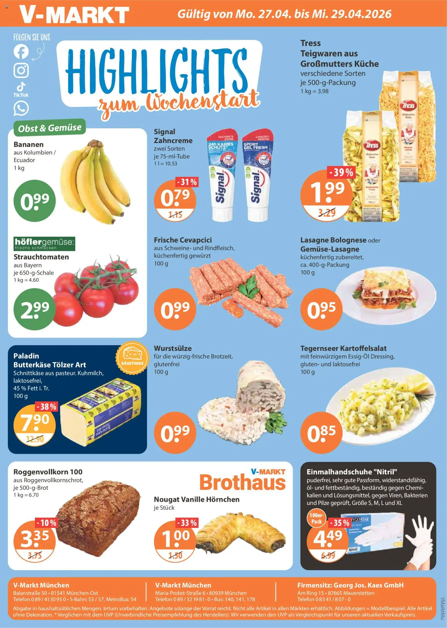 V-Markt Highlights München – gültig ab 27.04.2026 | Seite: 1 | Produkte: Küche, Cevapcici, Gemüse, Telefon