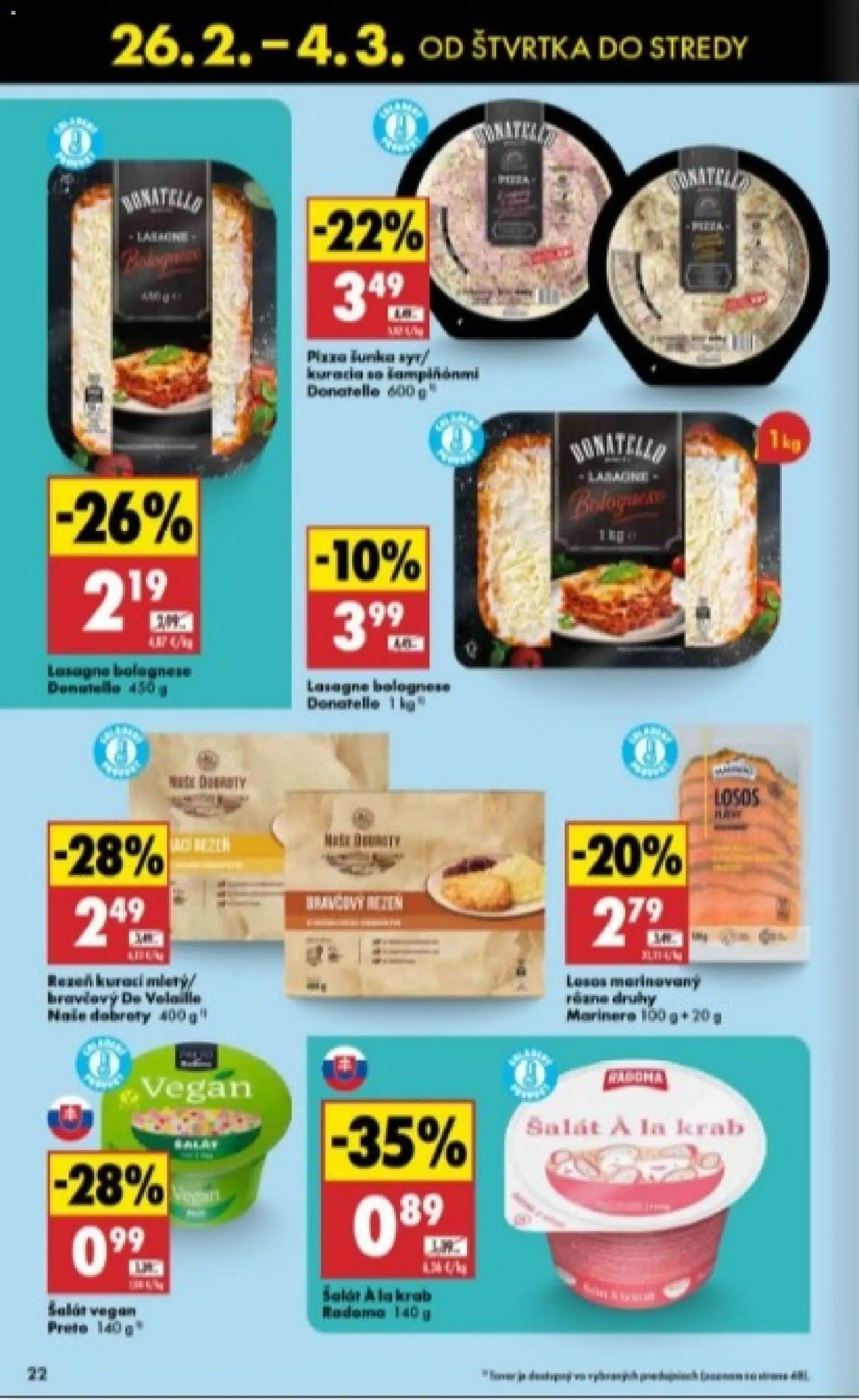 Nové Biedronka akcie – leták je platný od 26.02.2026 | Strana: 22 | Produkty: Losos, Šalát, Lasagne