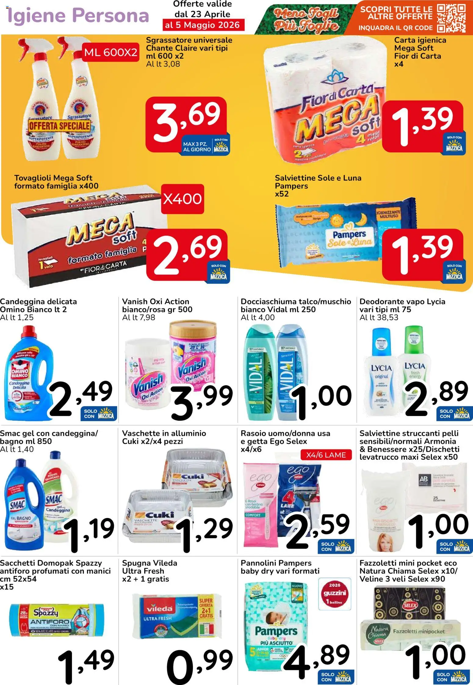 Volantino Famila del 23.04.2026 | Pagina: 38 | Prodotti: Rasoio, Fazzoletti, Bagno, Vaschette