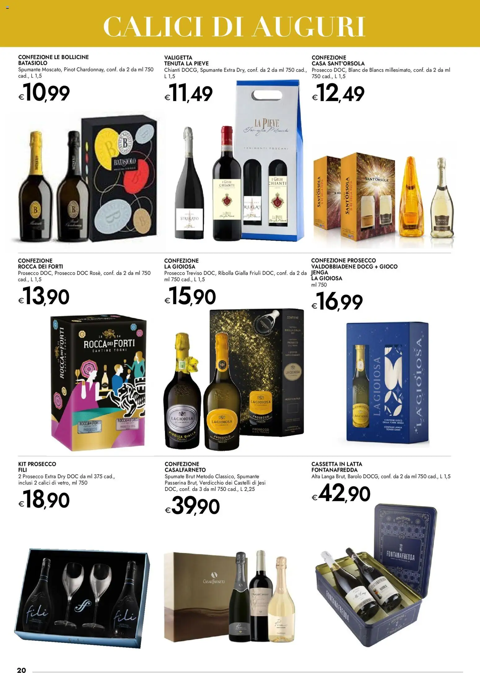 Volantino bennet del 20.11.2025 | Pagina: 20 | Prodotti: Prosecco, Spumante, Gioco, Valigetta