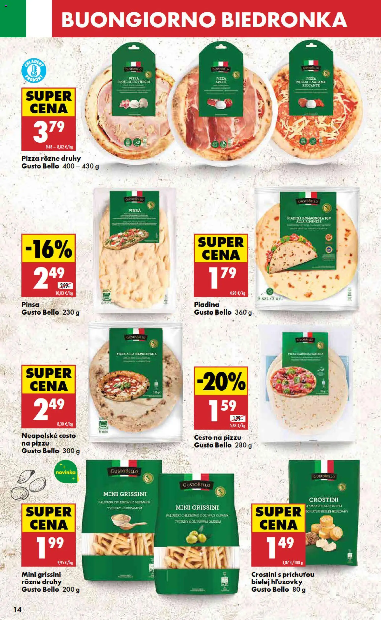 Nové Biedronka akcie – leták je platný od 09.04.2026 | Strana: 14 | Produkty: Pizza