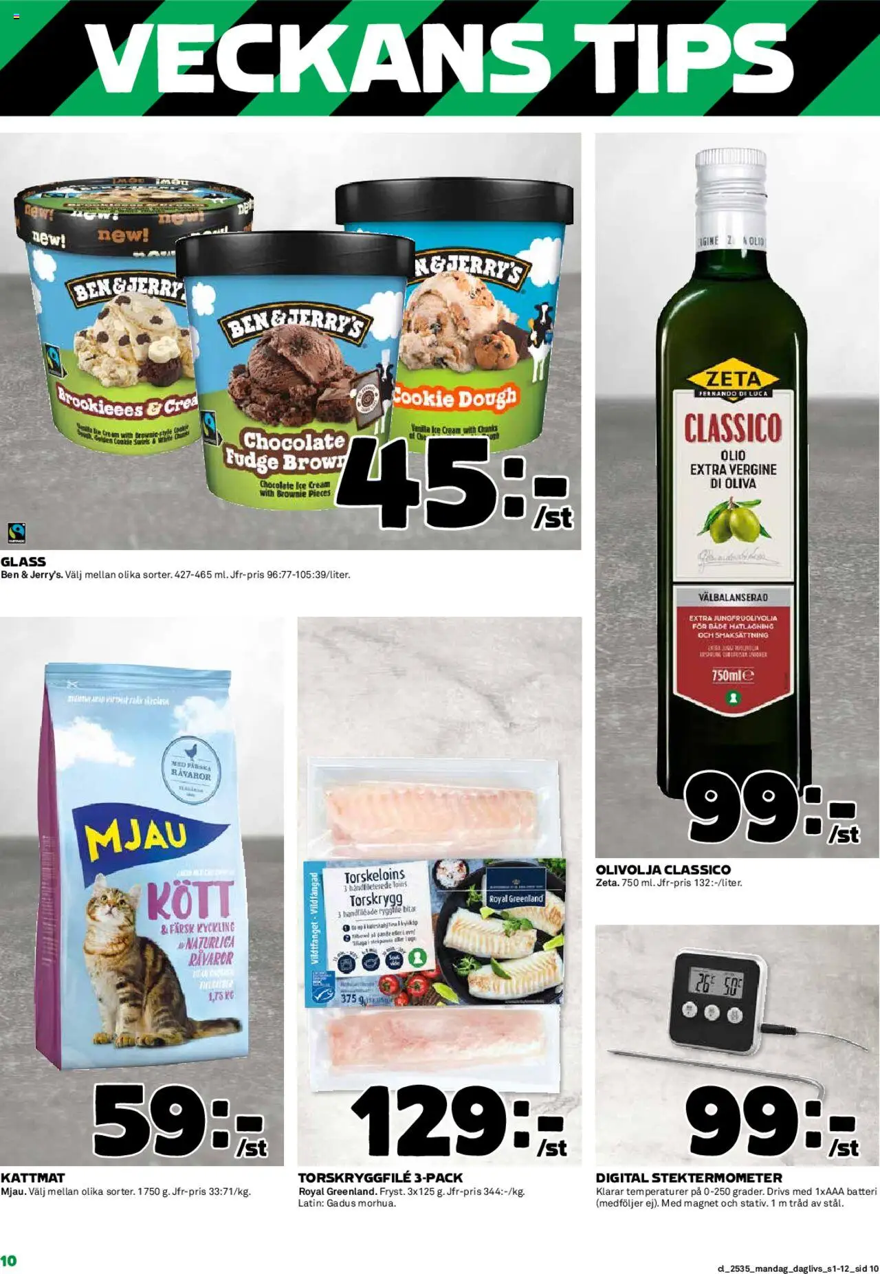 Coop Daglivs reklamblad aktuell från 25.08.2025 | Sida: 10 | Produkter: Olivolja, Kattmat, Glass, Magnet