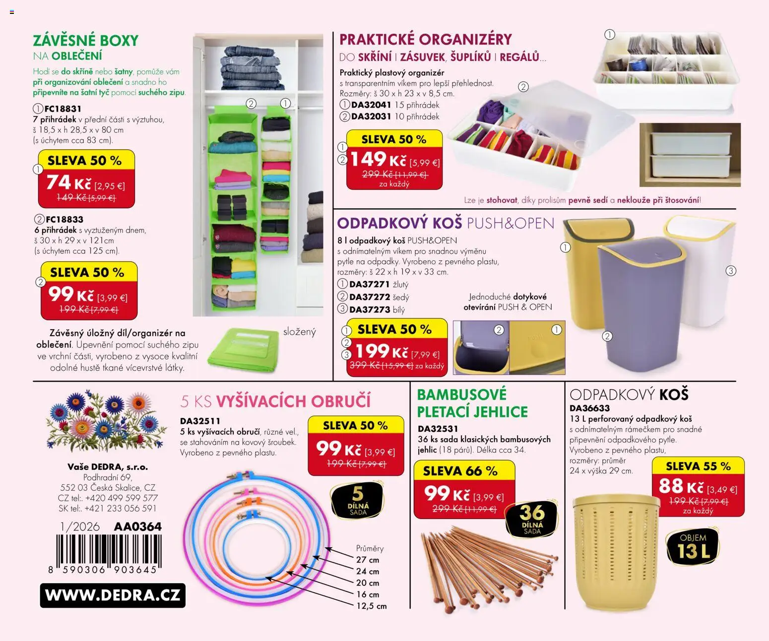 Nové Dedra akcie – leták je platný od 01.01.2026 | Strana: 4 | Produkty: Organizér, Kôš, Skrine