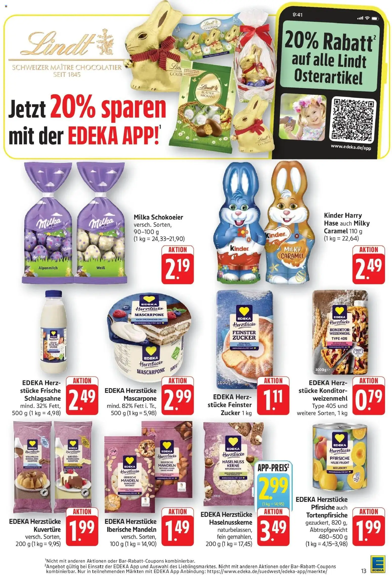Edeka prospekt Göppingen	 – gültig ab 16.03.2026 | Seite: 13 | Produkte: Mascarpone, Mandeln, Milka, Sahne