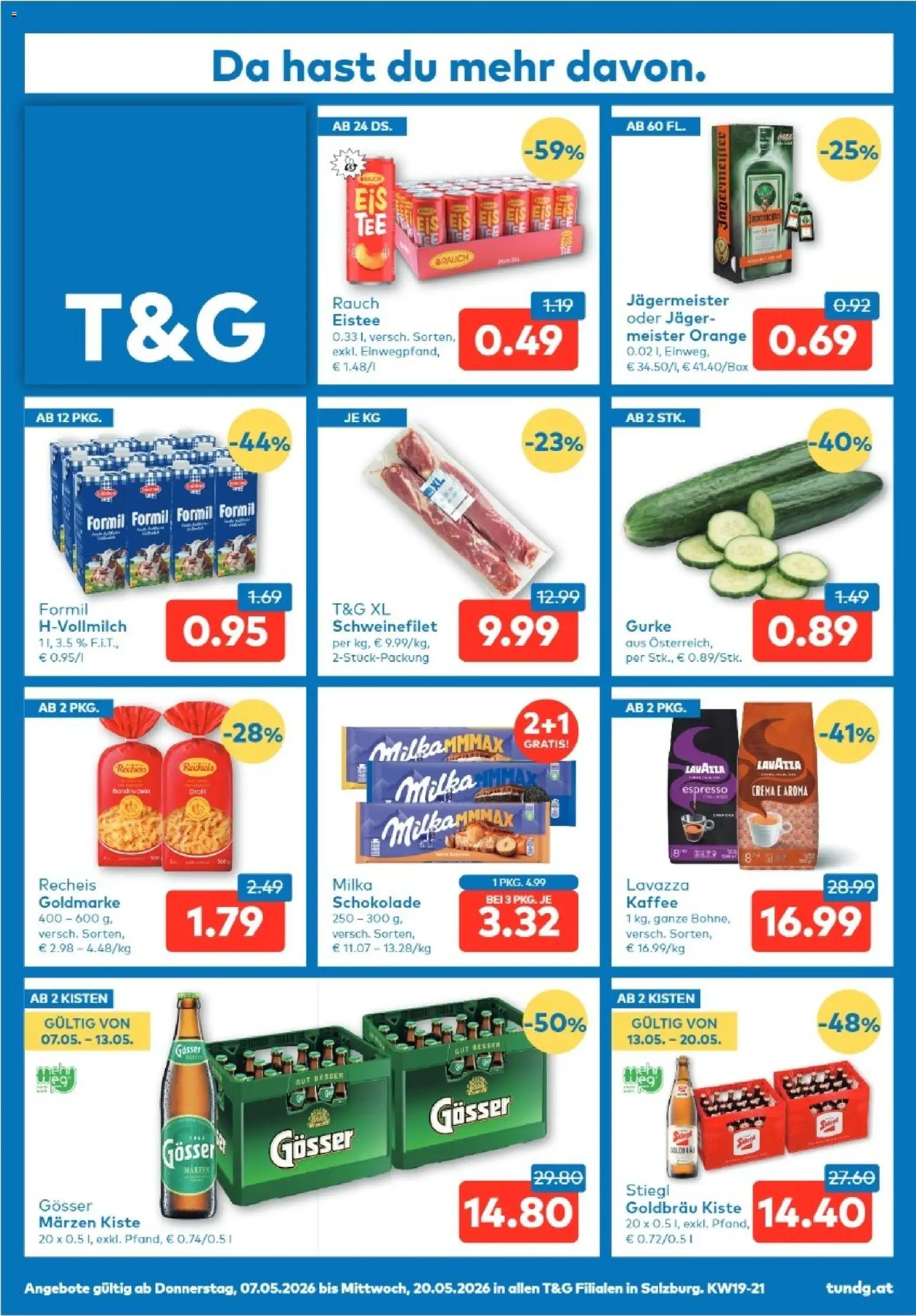 T&G Salzburg gültig ab 07.05.2026 | Seite: 1 | Produkte: Kaffee, Schokolade