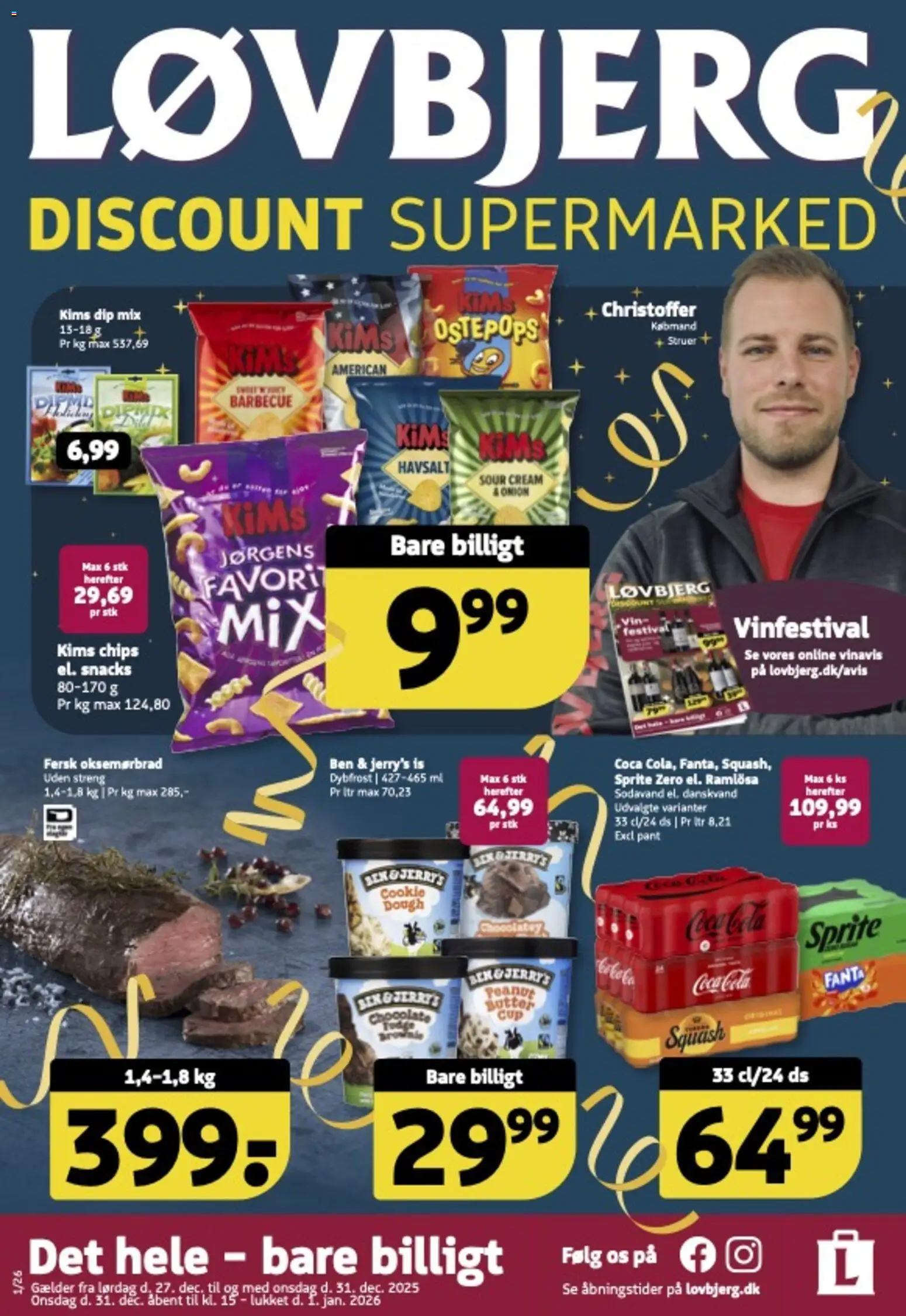 Løvbjerg tilbudsavis – gyldig fra 27.12.2025 | Side: 1 | Produkter: Sodavand, Fanta, Is, Danskvand