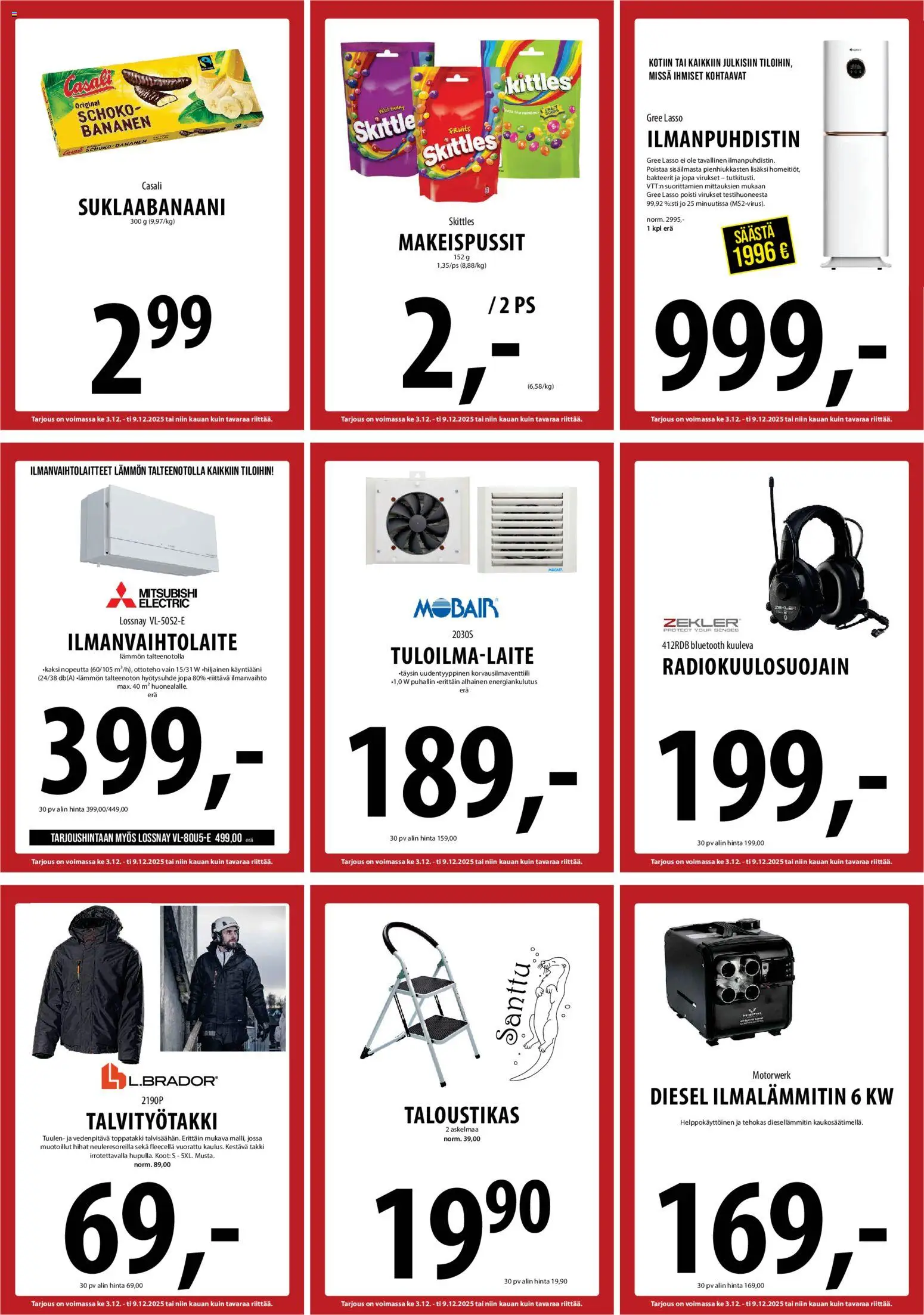 Tuuri tarjoukset – voimassa 03.12.2025 alkaen | Sivu: 30 | Tuotteet: Ilmanpuhdistin, Makeispussit, Takki, Toppatakki