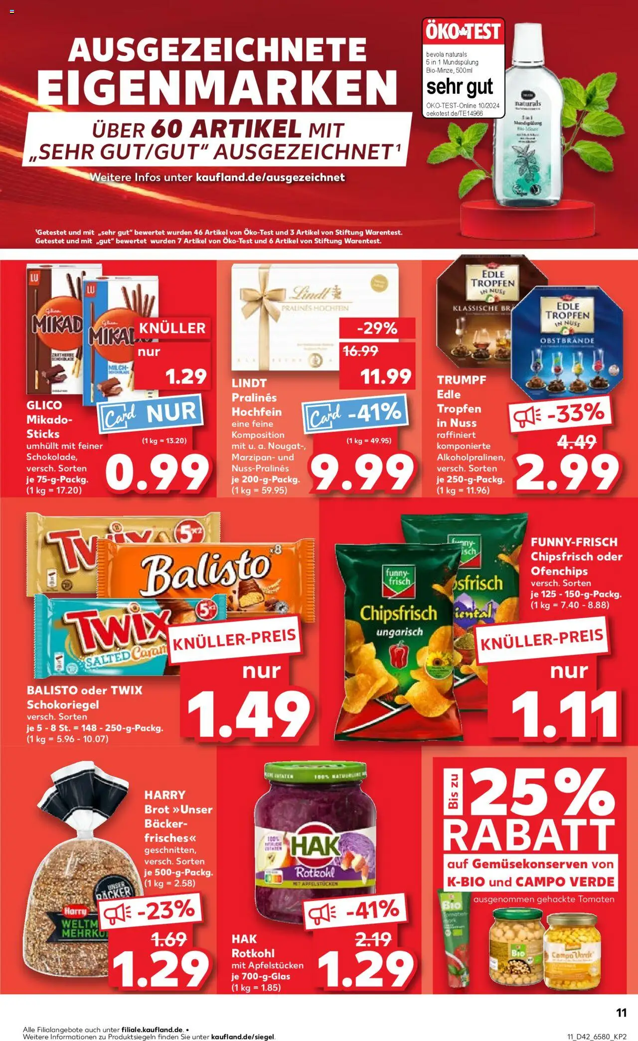 Kaufland prospekt Hamburg	 – gültig ab 16.10.2025 | Seite: 11 | Produkte: Rotkohl, Funny frisch, Brot, Chips