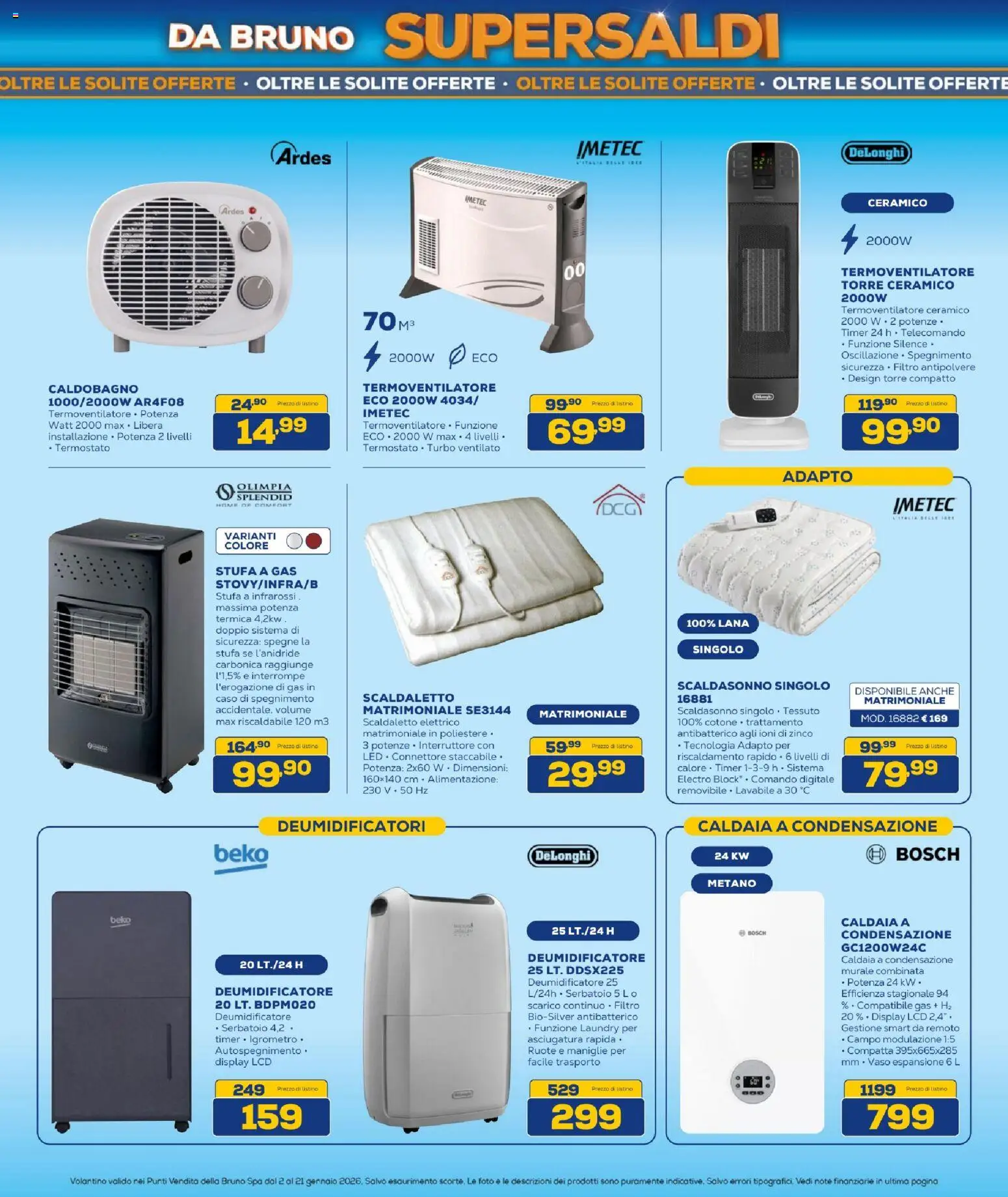 Volantino BRUNO del 02.01.2026 | Pagina: 23 | Prodotti: Deumidificatore, Telecomando, Stufa, Connettore