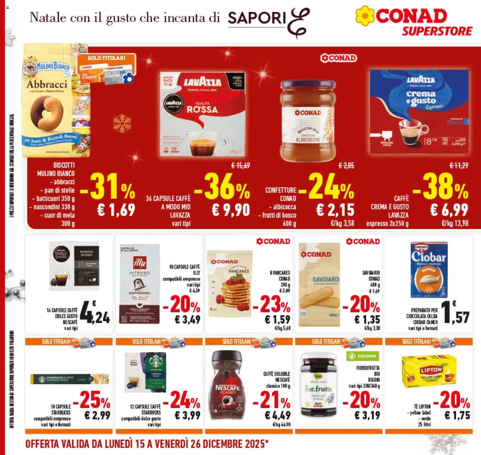 Volantino Conad del 15.12.2025 | Pagina: 38 | Prodotti: Crema, Biscotti, Albicocche, Lavazza