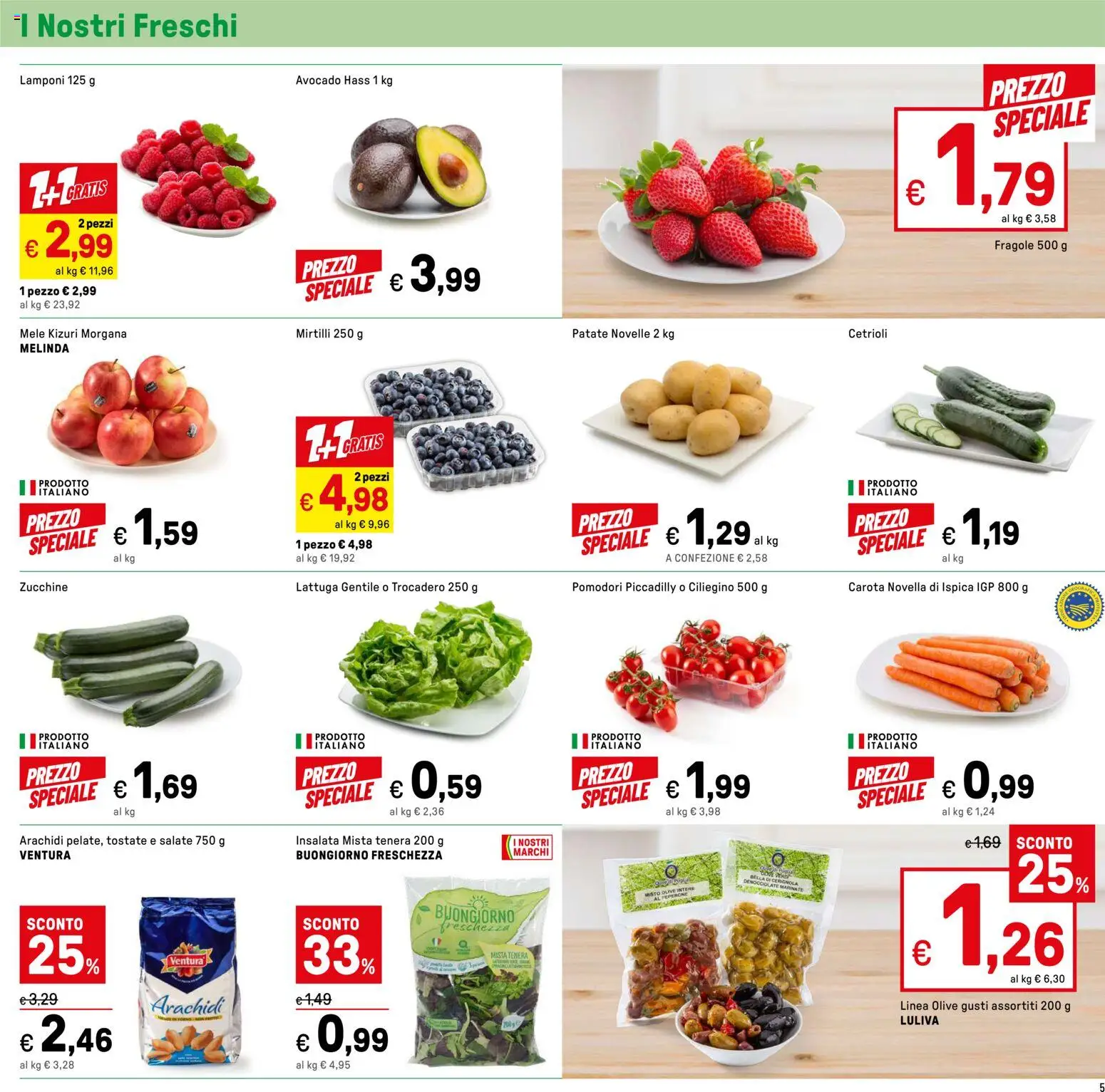 Volantino Iper del 24.04.2026 | Pagina: 5 | Prodotti: Fragole, Cetrioli, Pomodori, Lattuga