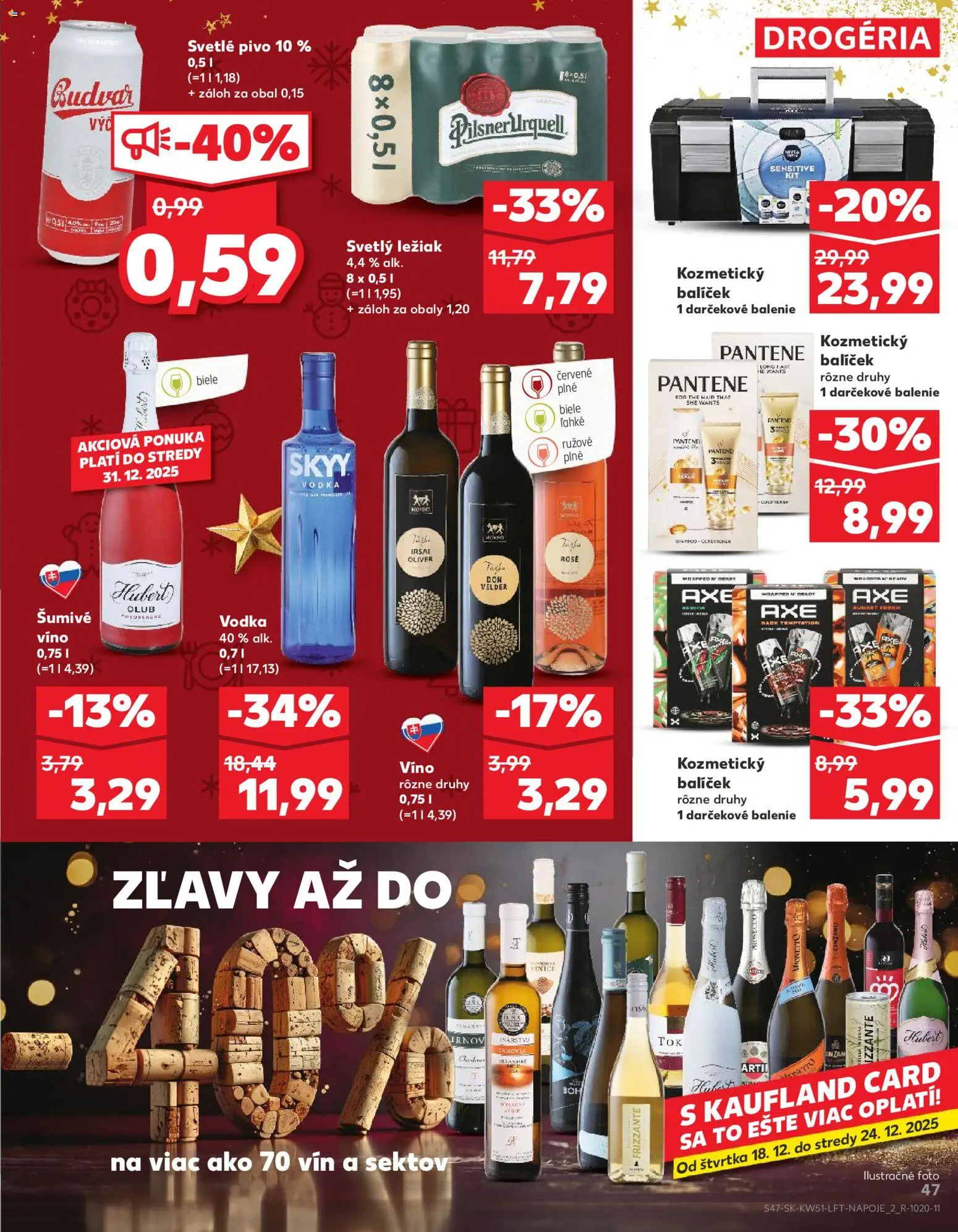 Nové Kaufland akcie – leták je platný od 18.12.2025 | Strana: 47 | Produkty: Pilsner Urquell, Nivea, Budvar, Šumivé víno